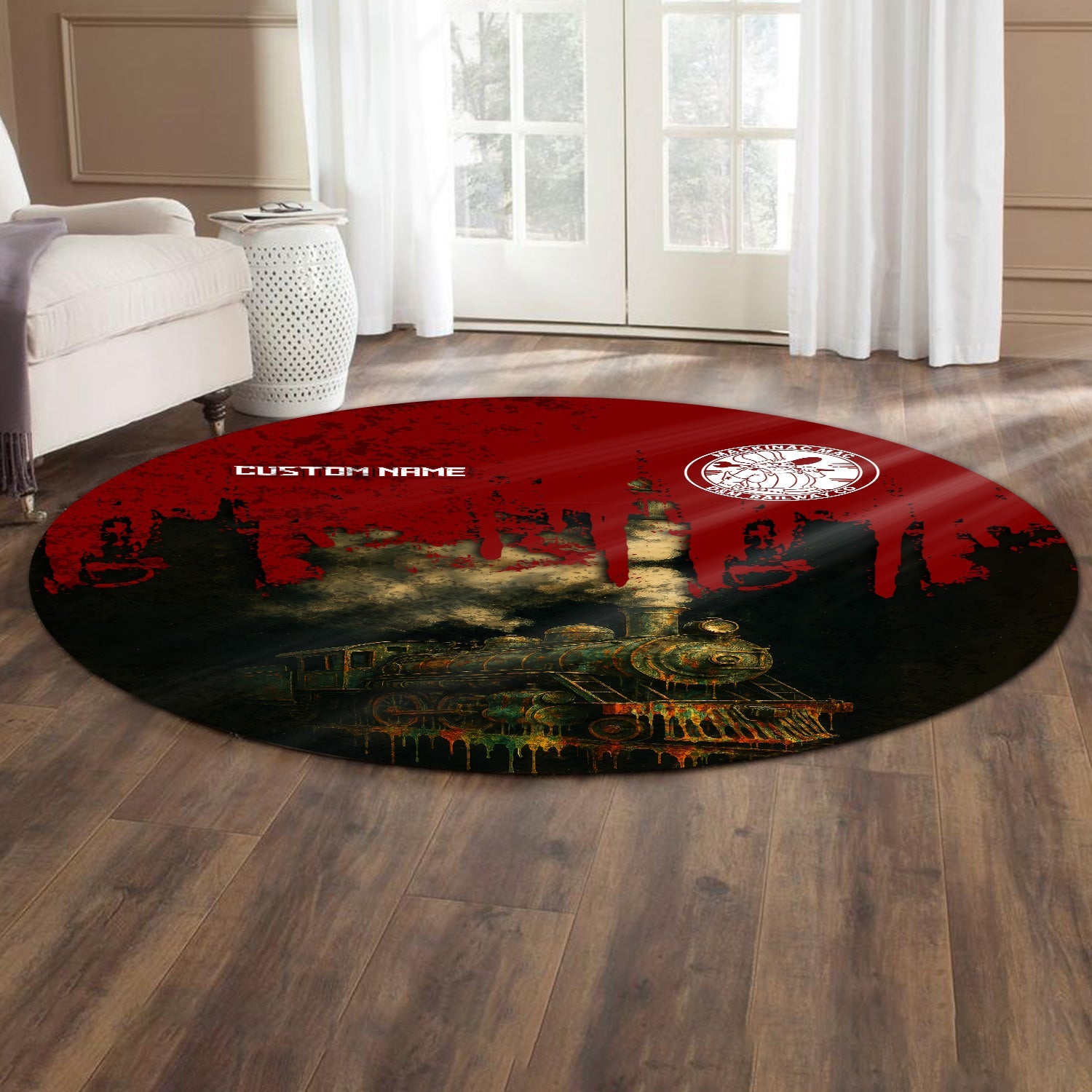 Railspirit Personalized Detroit & Mackinac Railroad Round Mat Vintage Train Art Style Mat For Locomotive Fans