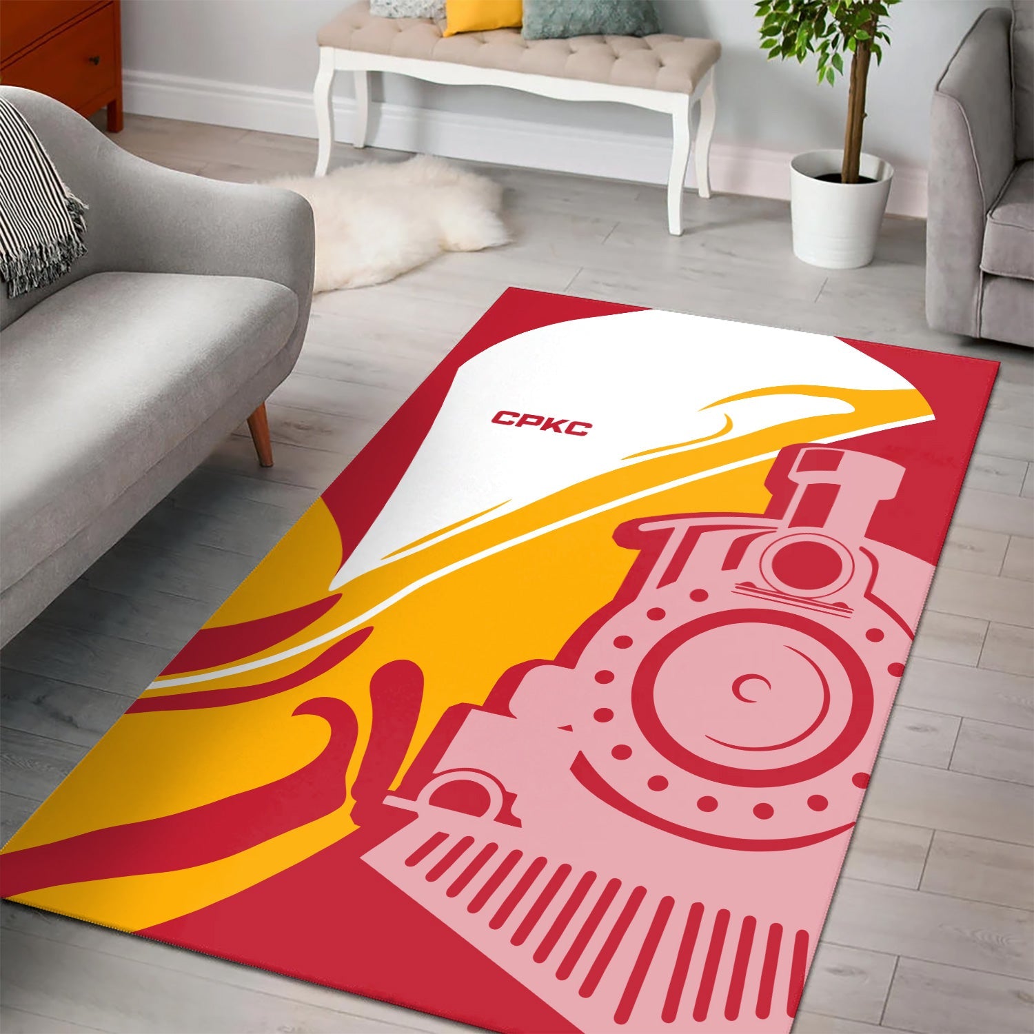 Railspirit Canadian Pacific Kansas City Area Rug Flame-Inspired Style CPKC Rug Gift Idea For Train Lovers