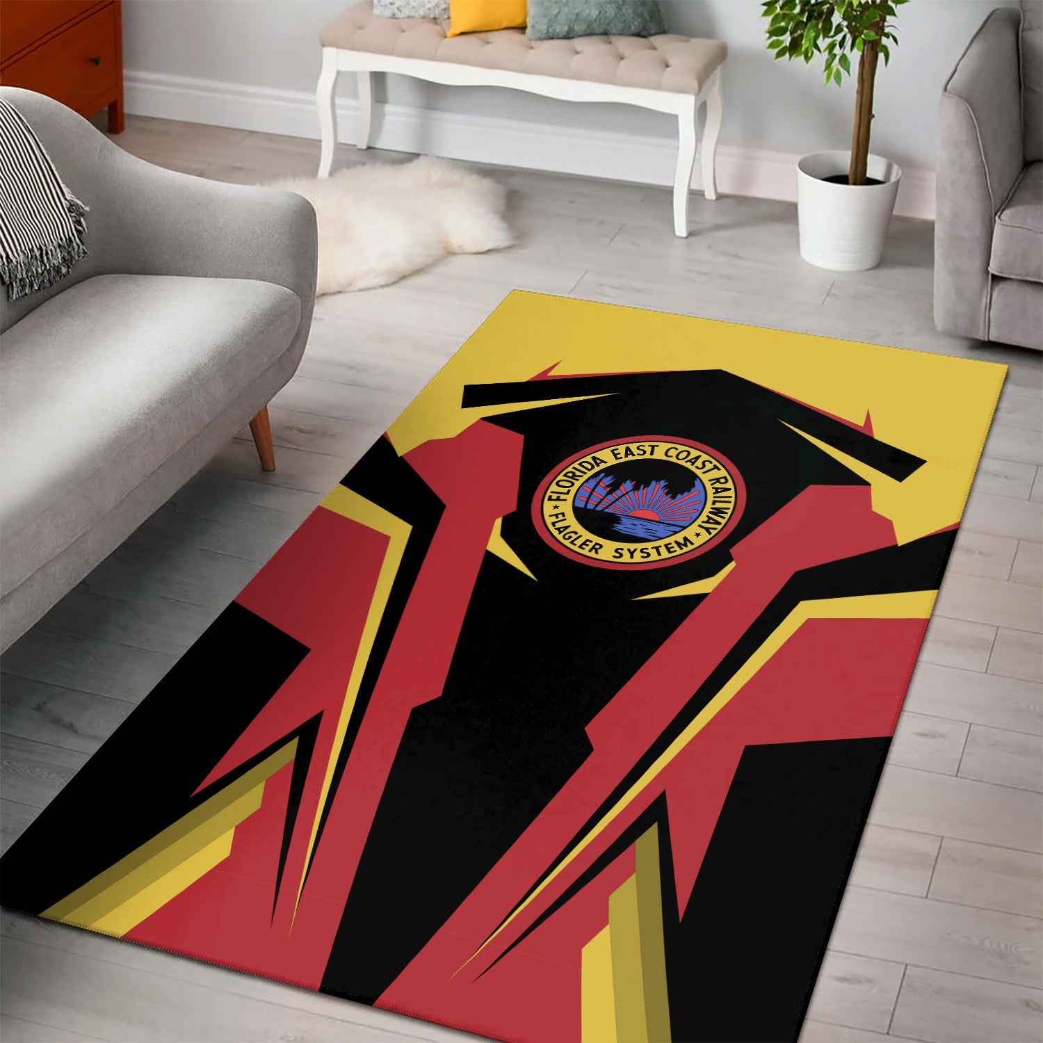 Railspirit Personalized Florida East Coast Railway Area Rug Strong Line Style  Train Area Rug Gift Idea For Train Lover