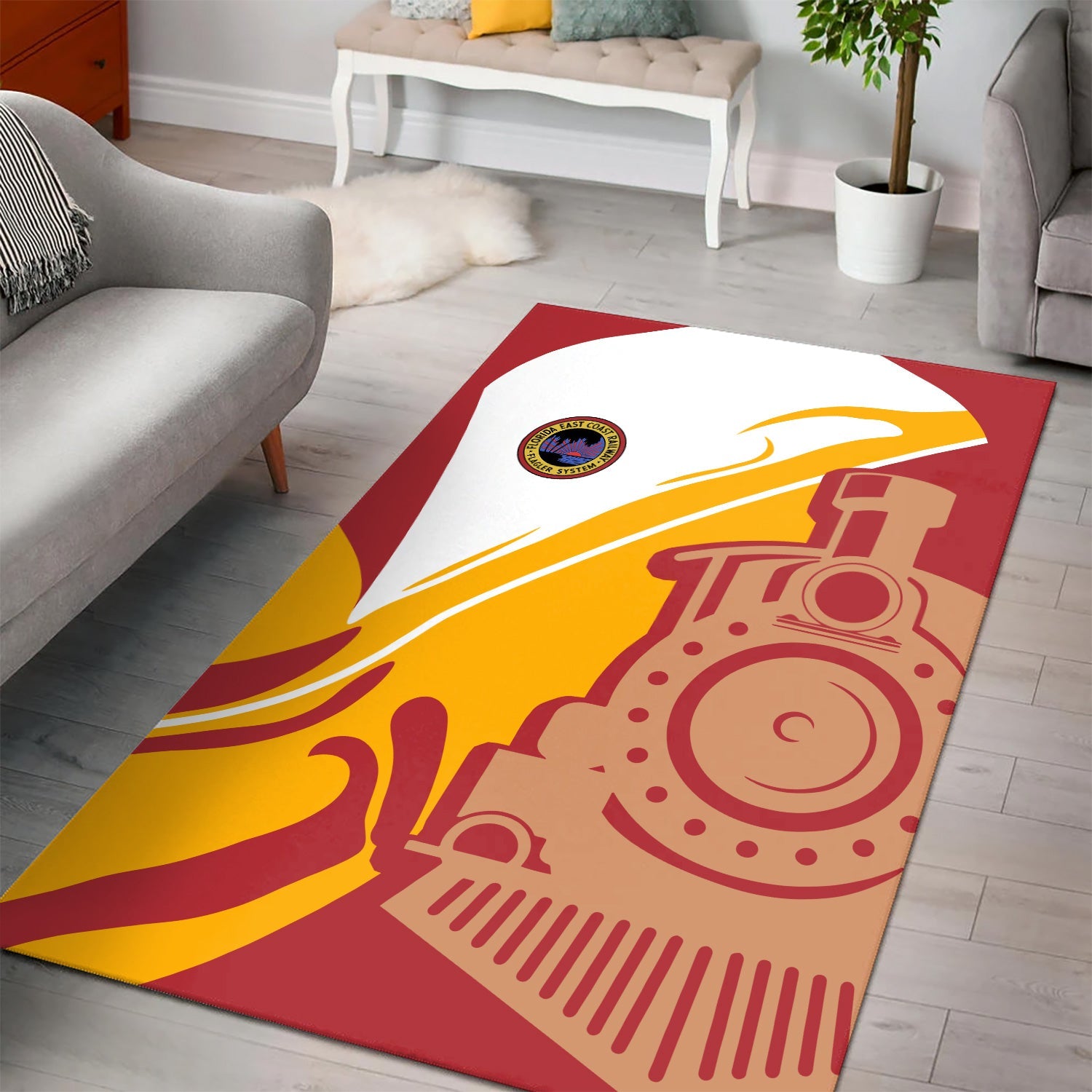 Railspirit Florida East Coast Railway Area Rug Flame-Inspired Style Rug Gift Idea For Train Lovers