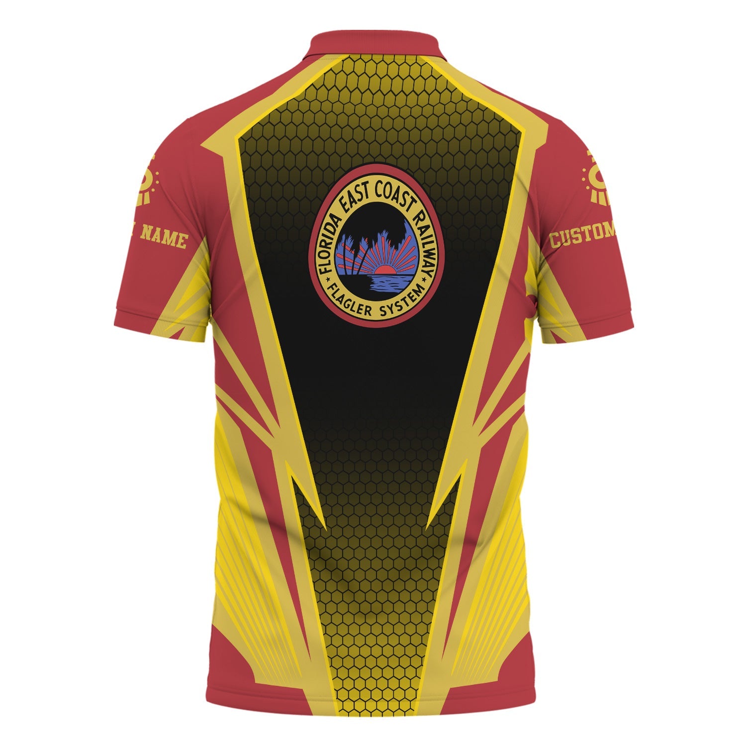 Railspirit Personalized Florida East Coast Railway Polo Shirt Lightning Graphic Style Shirt Gift Idea For Train Lover