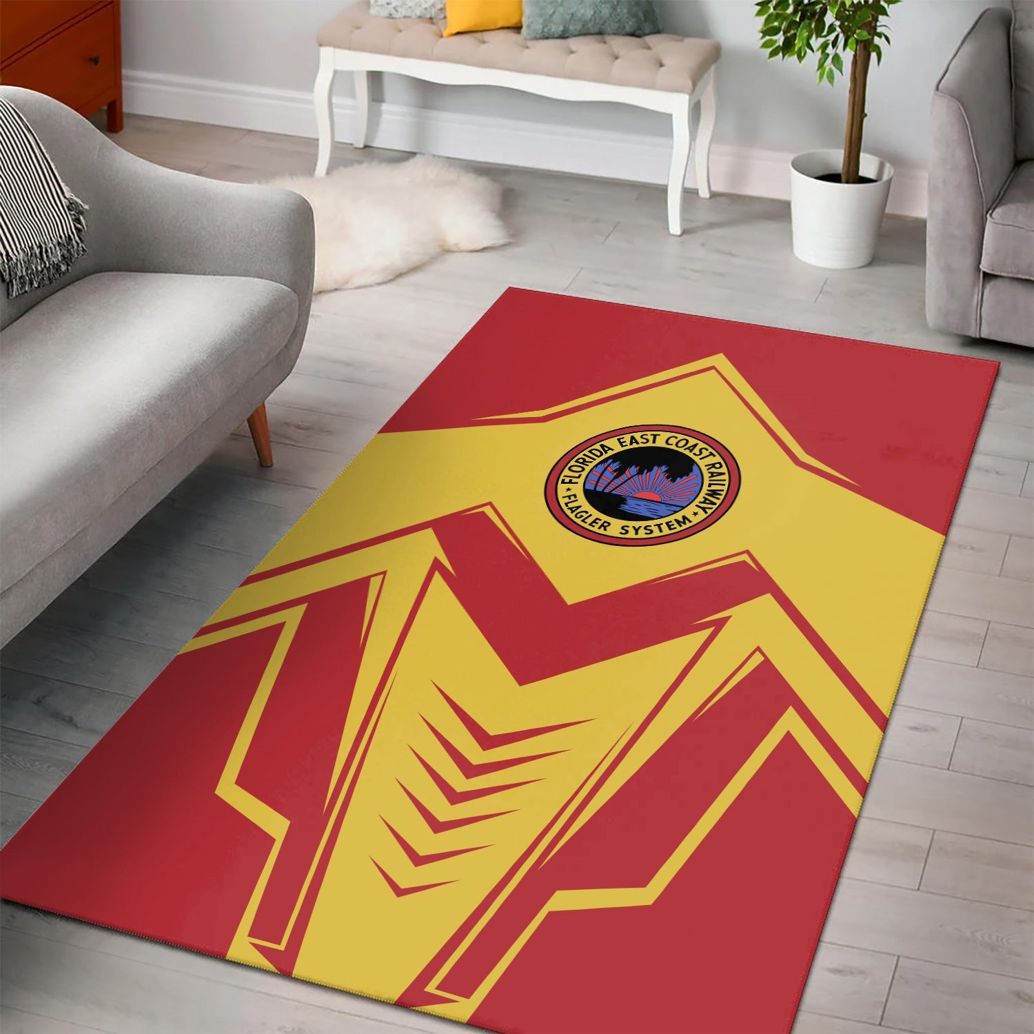 Railspirit Florida East Coast Railway Area Rug Railway Trainspotter Style Rug Gift Idea For Foamers