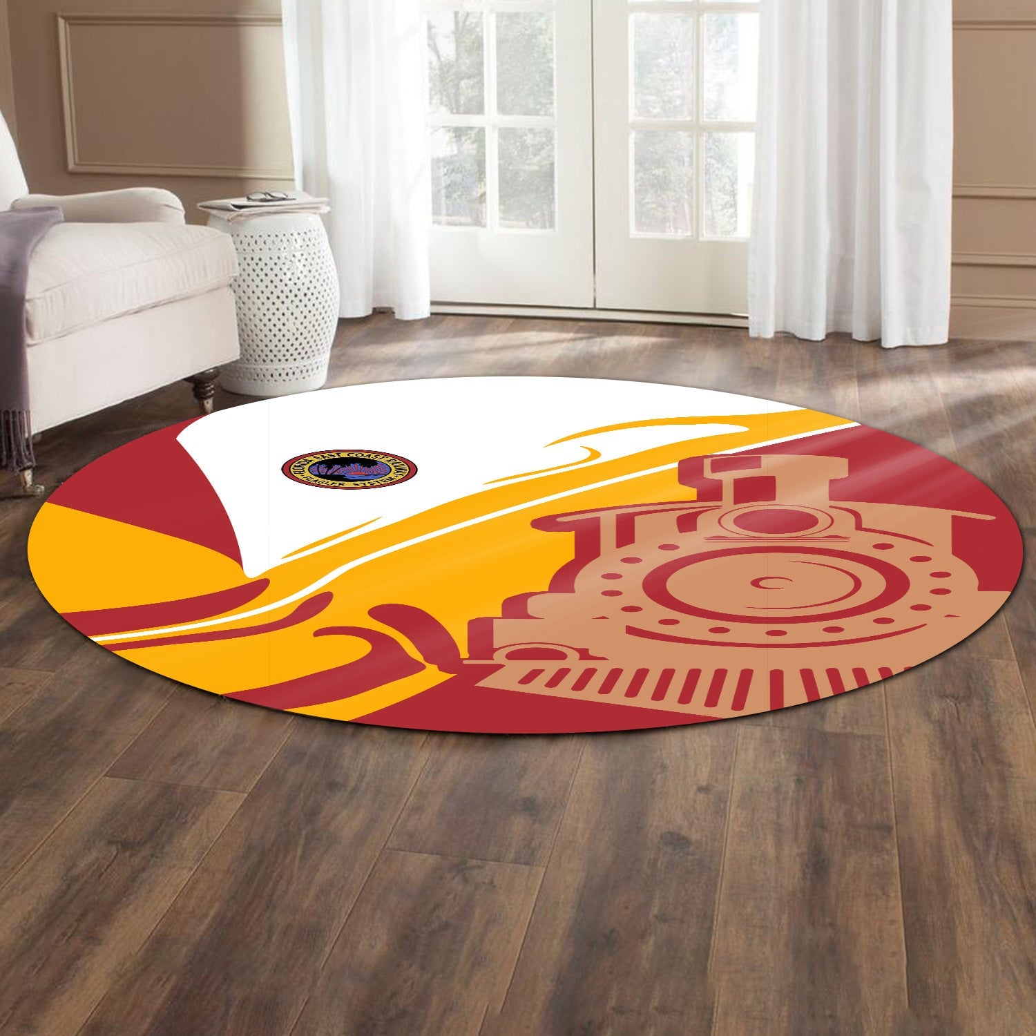 Railspirit Florida East Coast Railway Round Mat Flame-Inspired Style Mat Gift Idea For Train Lovers