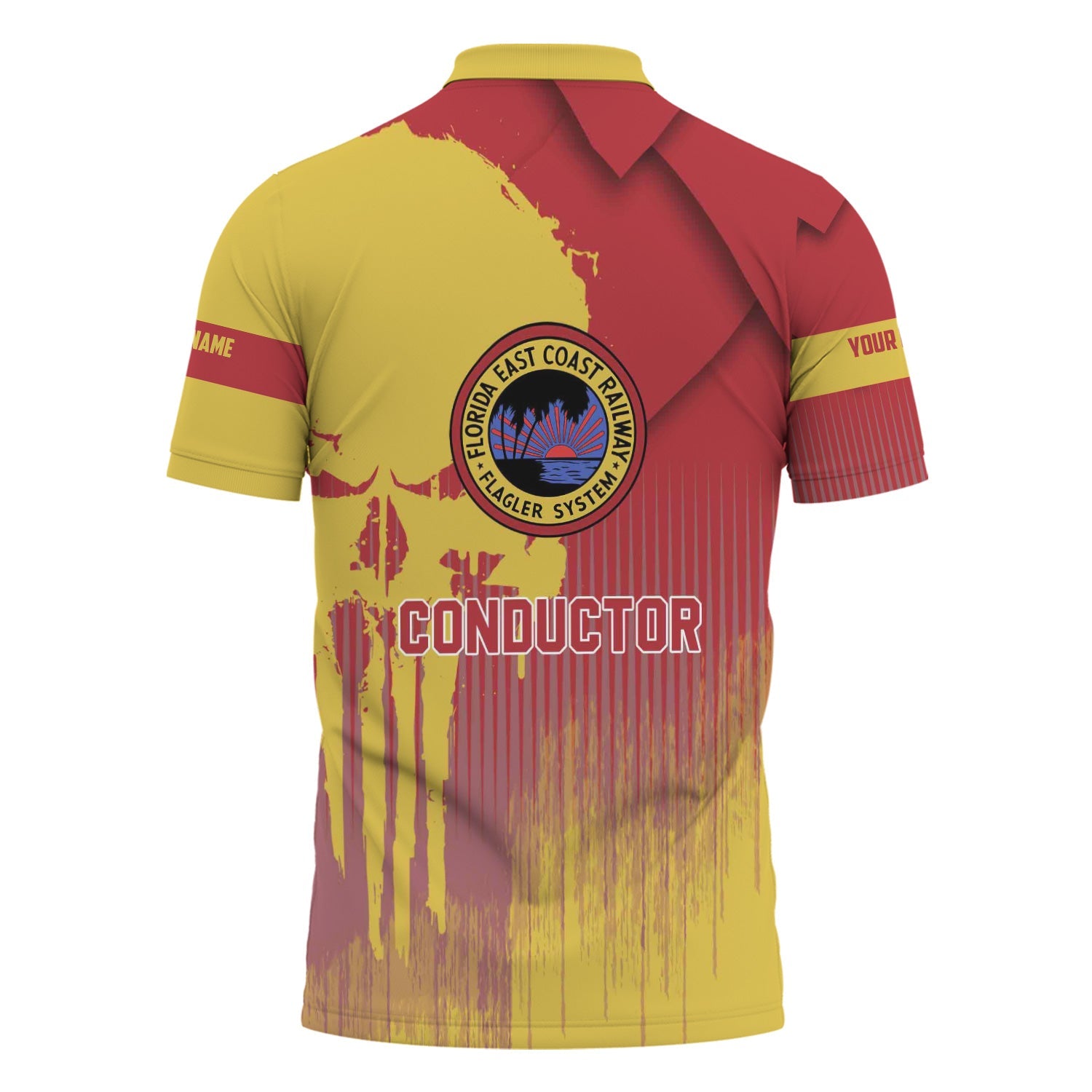 Railspirit Personalized Florida East Coast Railway Polo Shirt Skull Design with Custom Job Train Shirt for Trackhead Crew