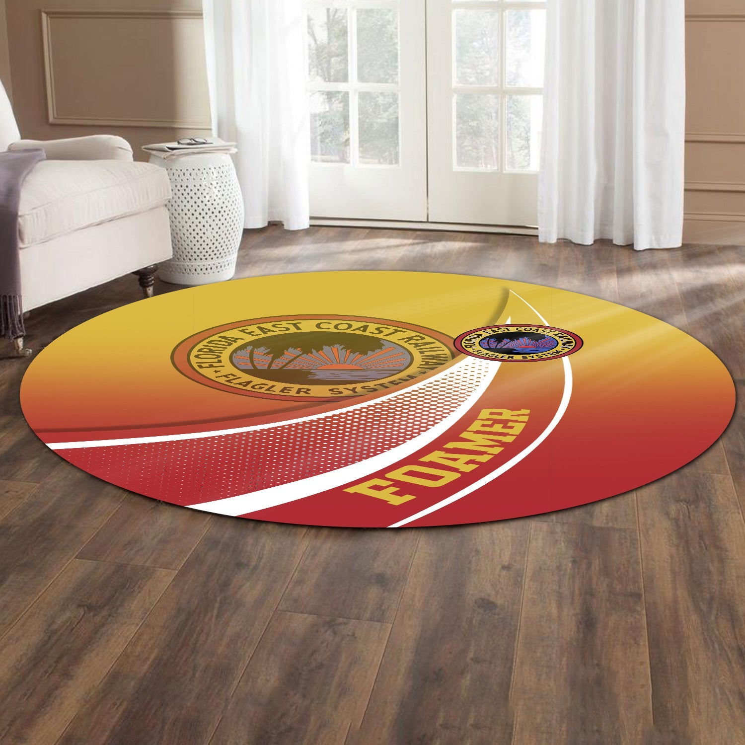 Railspirit Florida East Coast Railway Round Mat Railway-Themed Style Mat Gift Idea For Trainspotter