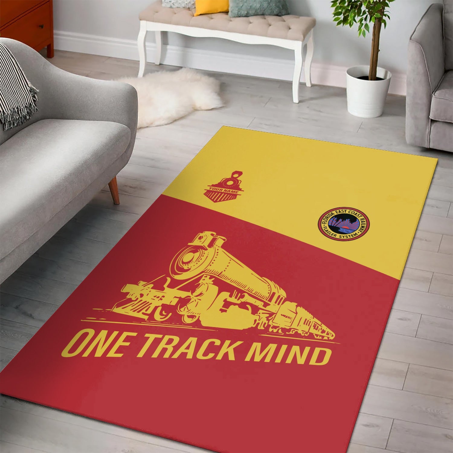 Railspirit Personalized Florida East Coast Railway Area Rug One Track Mind Train Rug Gift Idea For Train Lover