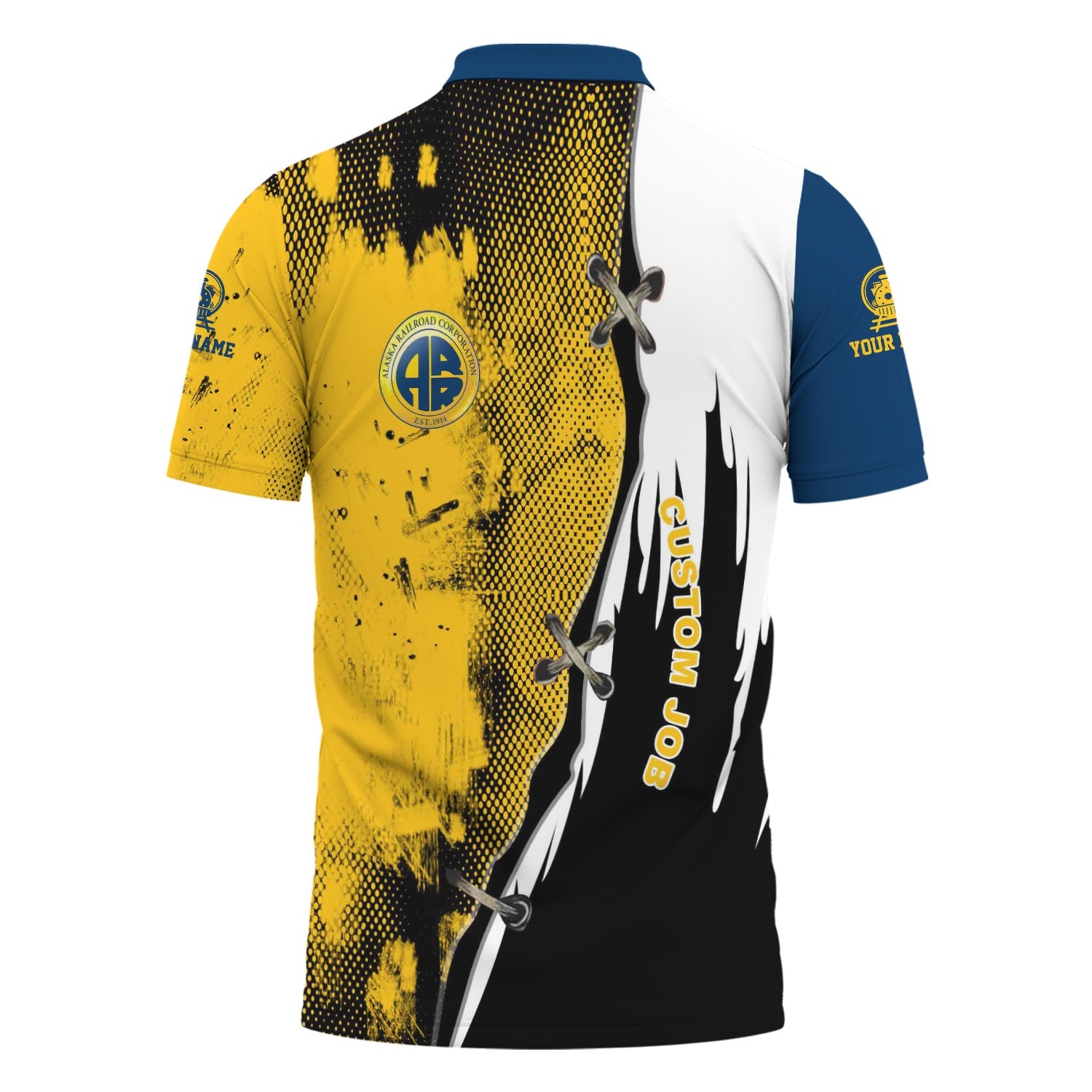 Railspirit Personalized Alaska Railroad Polo Shirt Retro Stitches Design with Custom Position Train Shirt