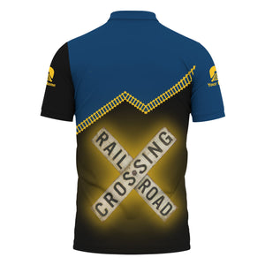 Railspirit Personalized Alaska Railroad Polo Shirt Railroad Crossing Printed Train Track Shirt