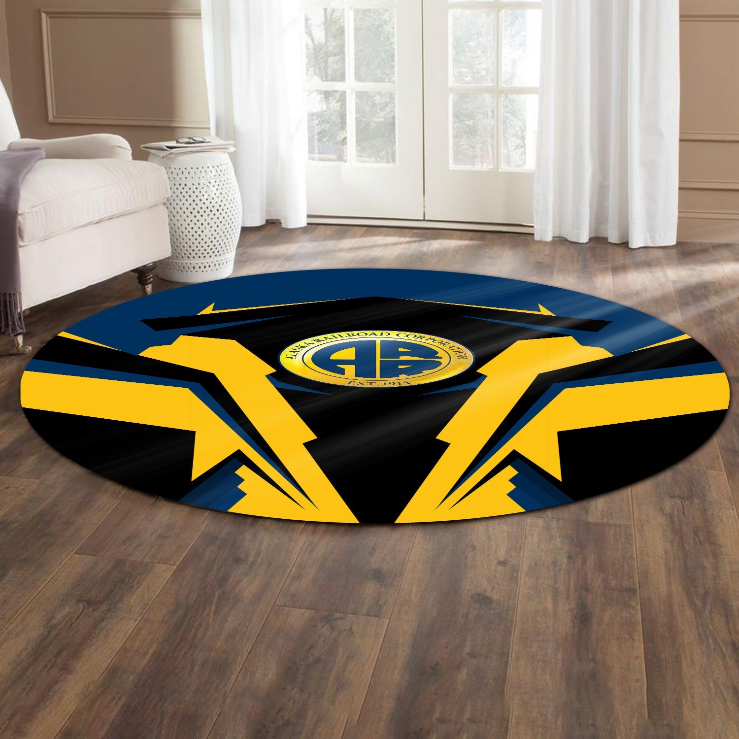 Railspirit Alaska Railroad Round Mat Strong Line Style Rug All Over Print