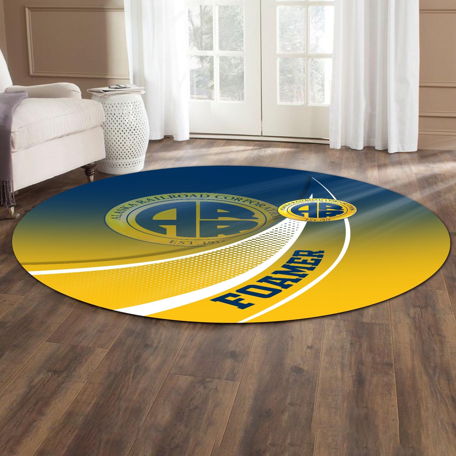 Railspirit Alaska Railroad Round Mat Railway-Themed Style Mat Gift Idea For Trainspotter