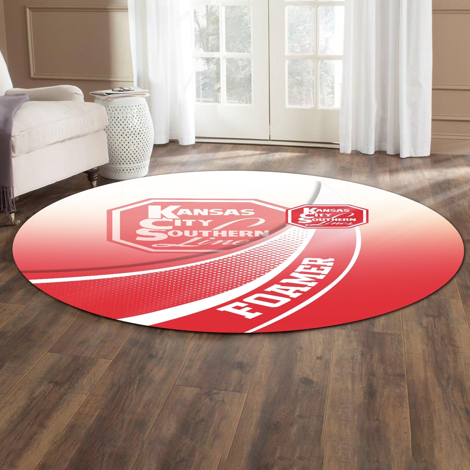 Railspirit Kansas City Southern Round Mat Railway-Themed Style Mat Gift Idea For Trainspotter