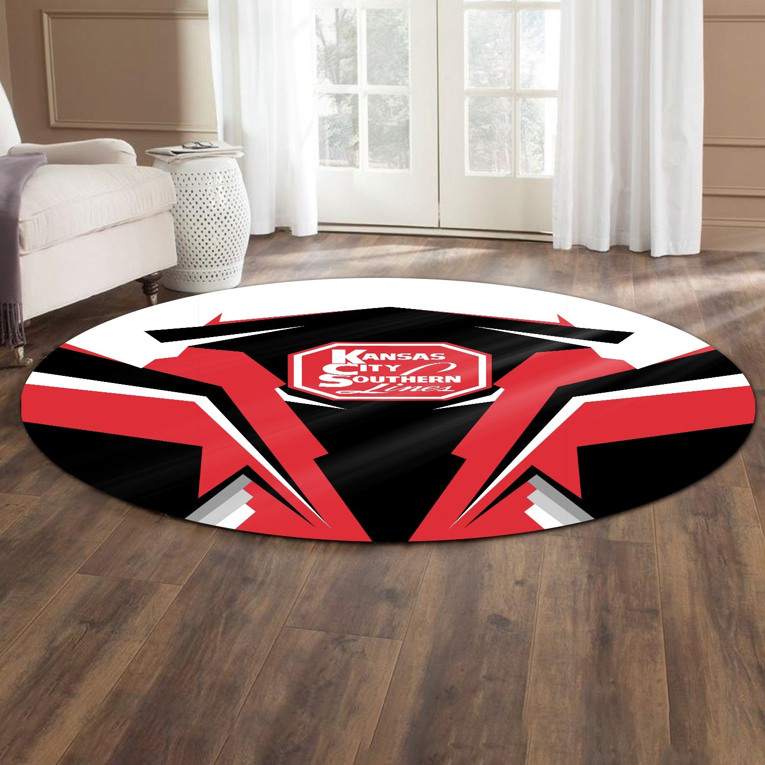 Railspirit Kansas City Southern Round Mat Strong Line Style Rug All Over Print