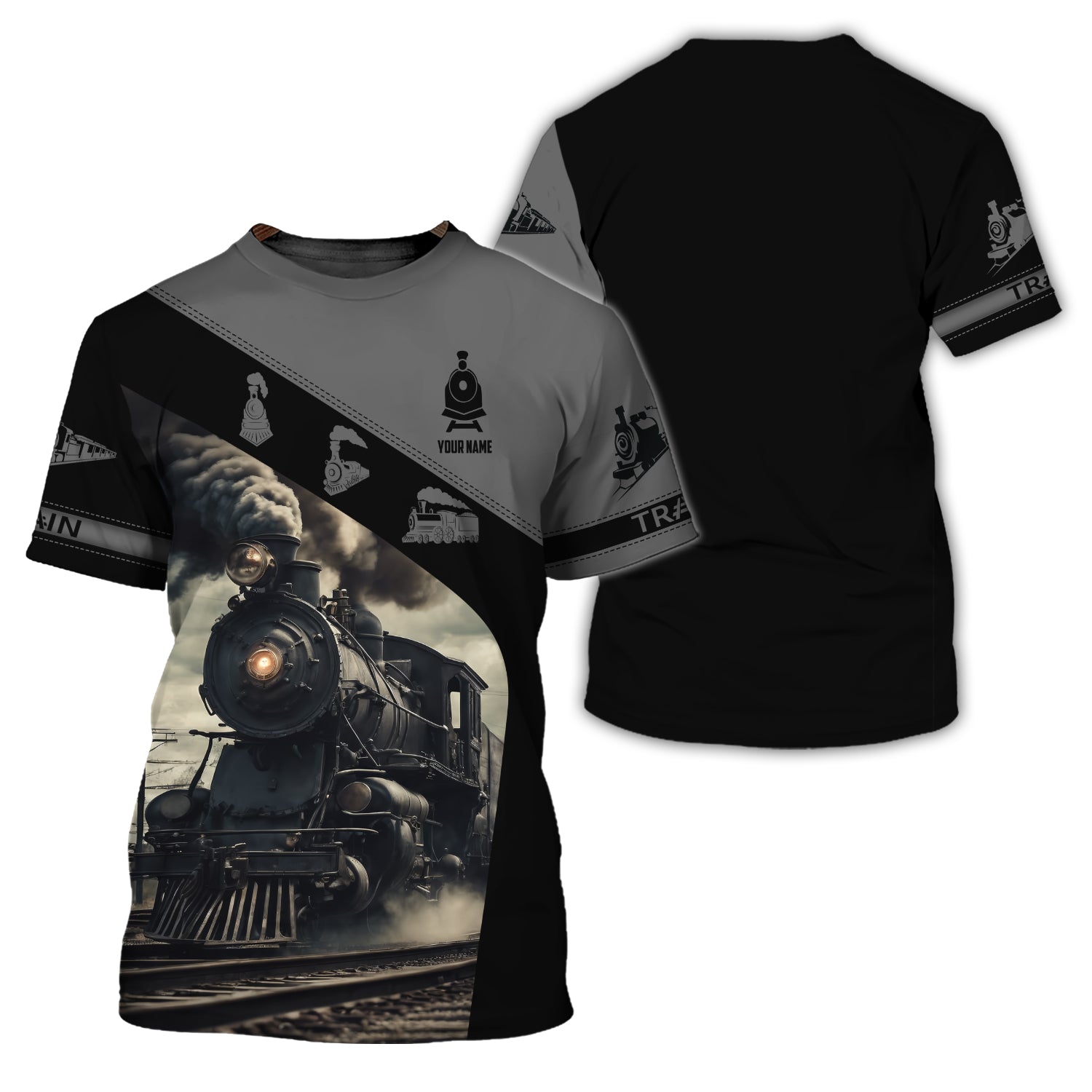 Railspirit Personalized Vintage Steam Train T-Shirt - Locomotive Railfan Gift