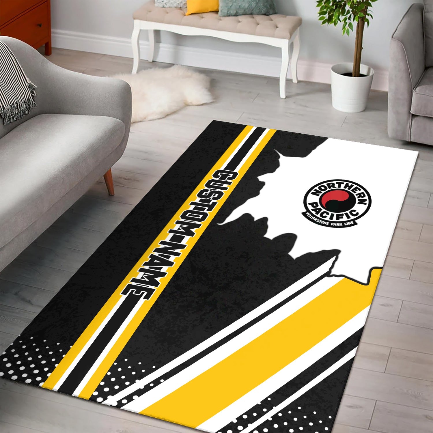 Railspirit Personalized Northern Pacific Railway Area Rug Vintage All Over Printed Rug