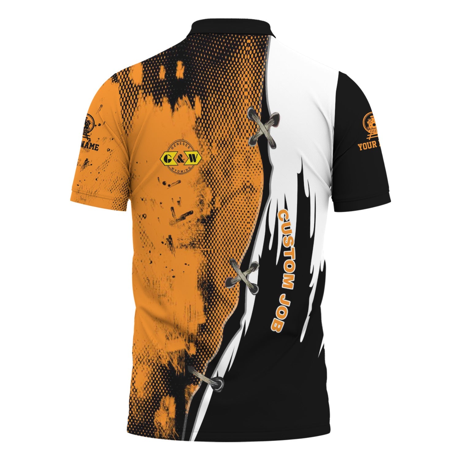 Railspirit Personalized Genesee & Wyoming Inc. Railroad Polo Shirt Retro Stitches Design with Custom Position Train Shirt