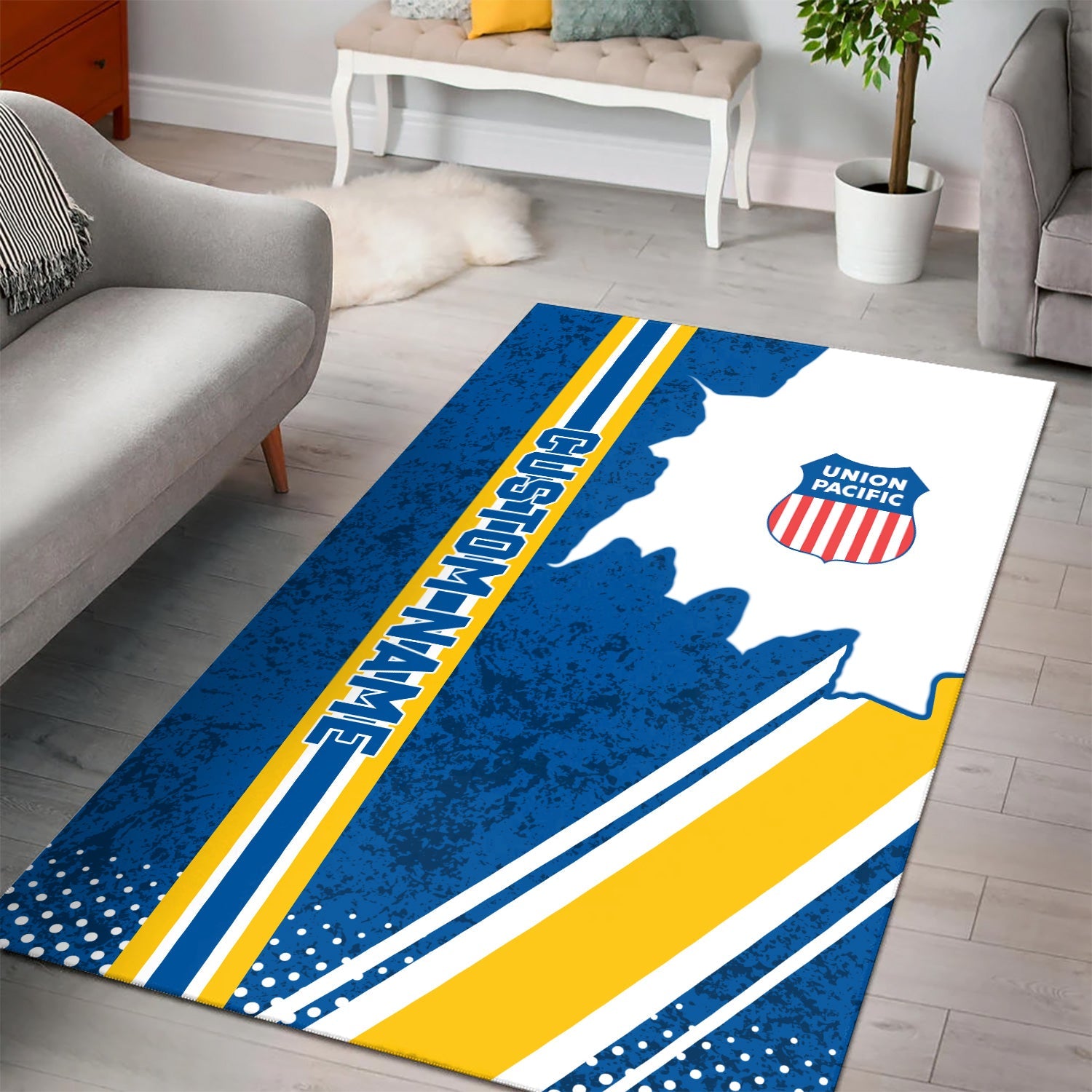Railspirit Personalized Union Pacific Railroad Area Rug Vintage Big Boy All Over Printed Rug