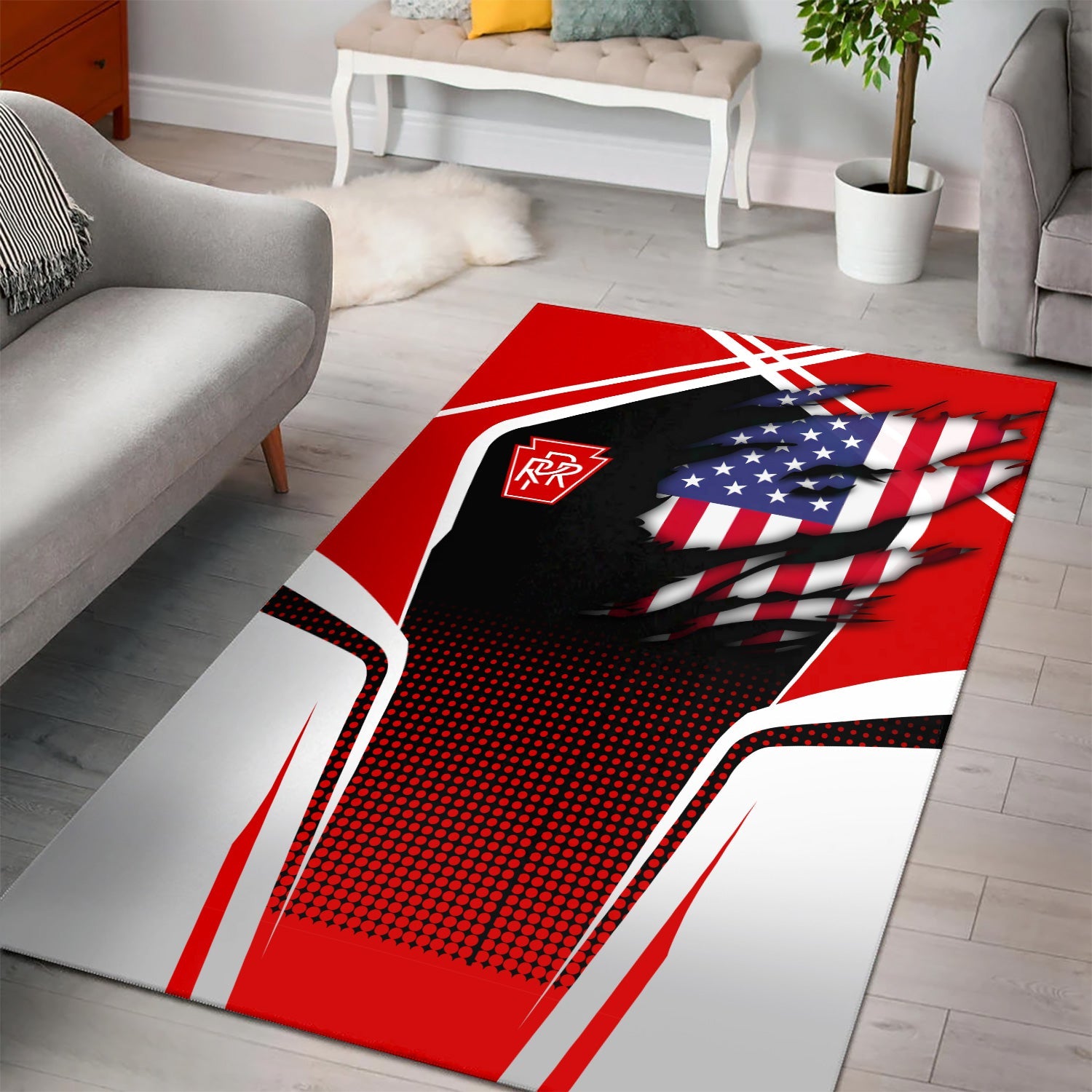 Railspirit Personalized Pennsylvania Railroad Area Rug American Eagle Vintage Train Rug