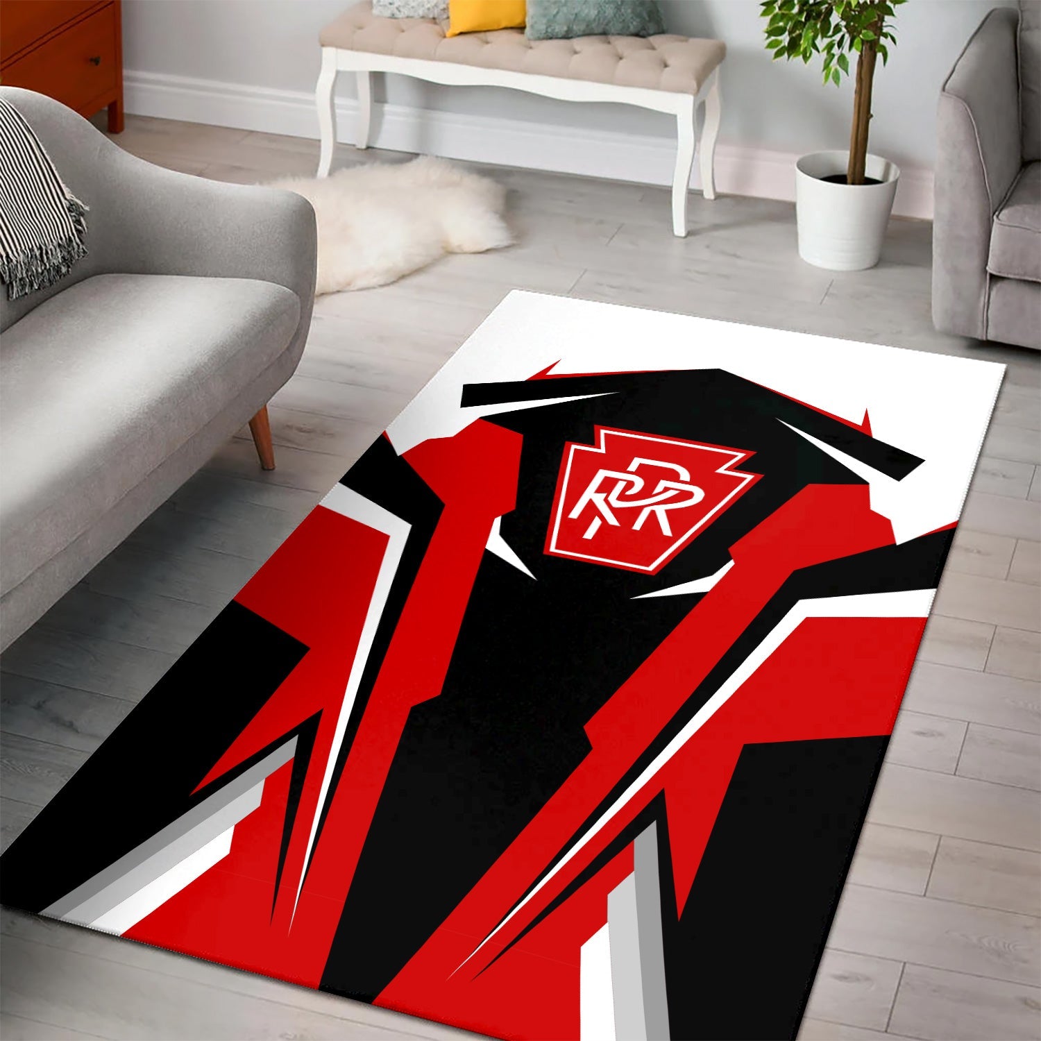 Railspirit Personalized Pennsylvania Railroad Area Rug Strong Line Style Train Area Rug Gift Idea For Train Lover