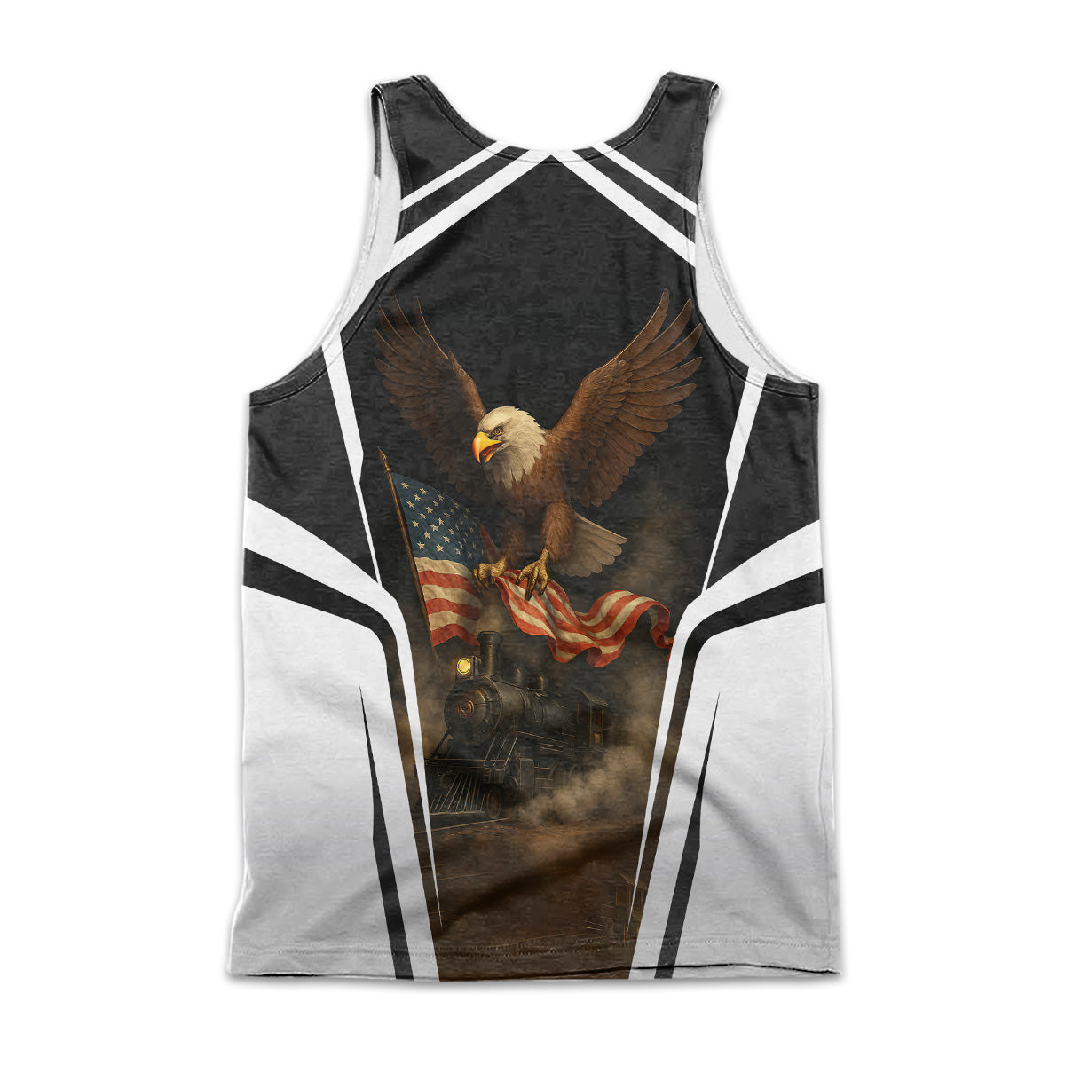 Railspirit Personalized New York Central Railroad Men Tank Top American Eagle Vintage Train Shirt
