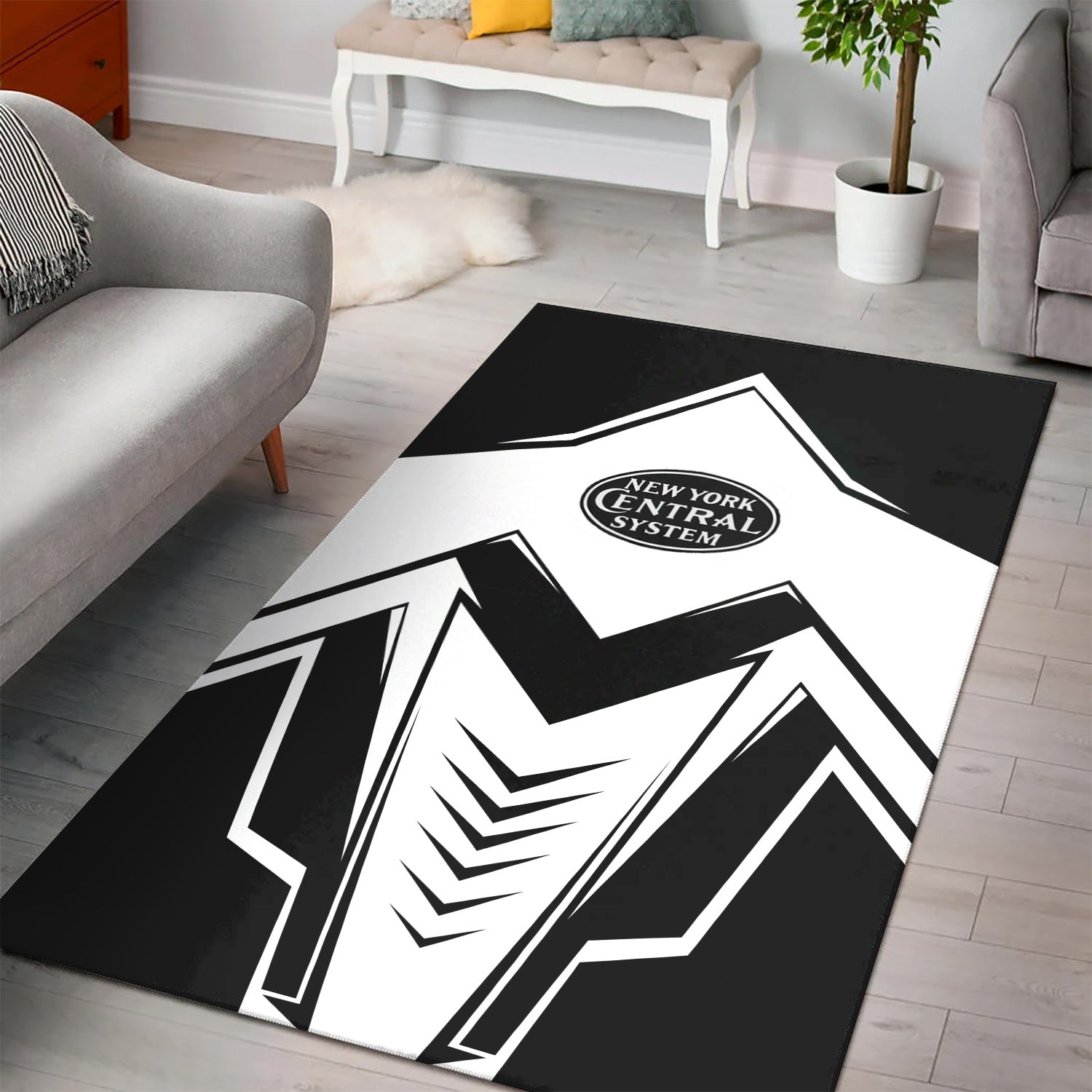 Railspirit New York Central Railroad Area Rug Railway Trainspotter Style Rug Gift Idea For Foamers