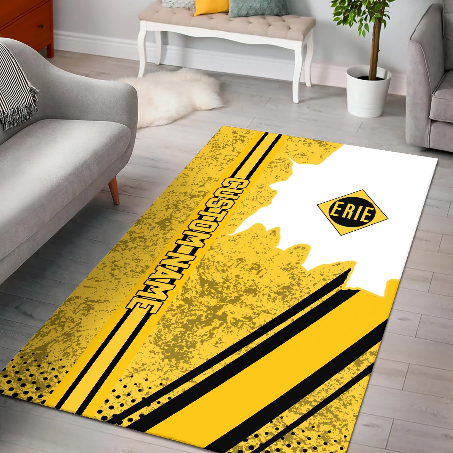 Railspirit Personalized Erie Railroad Area Rug Vintage All Over Printed Rug