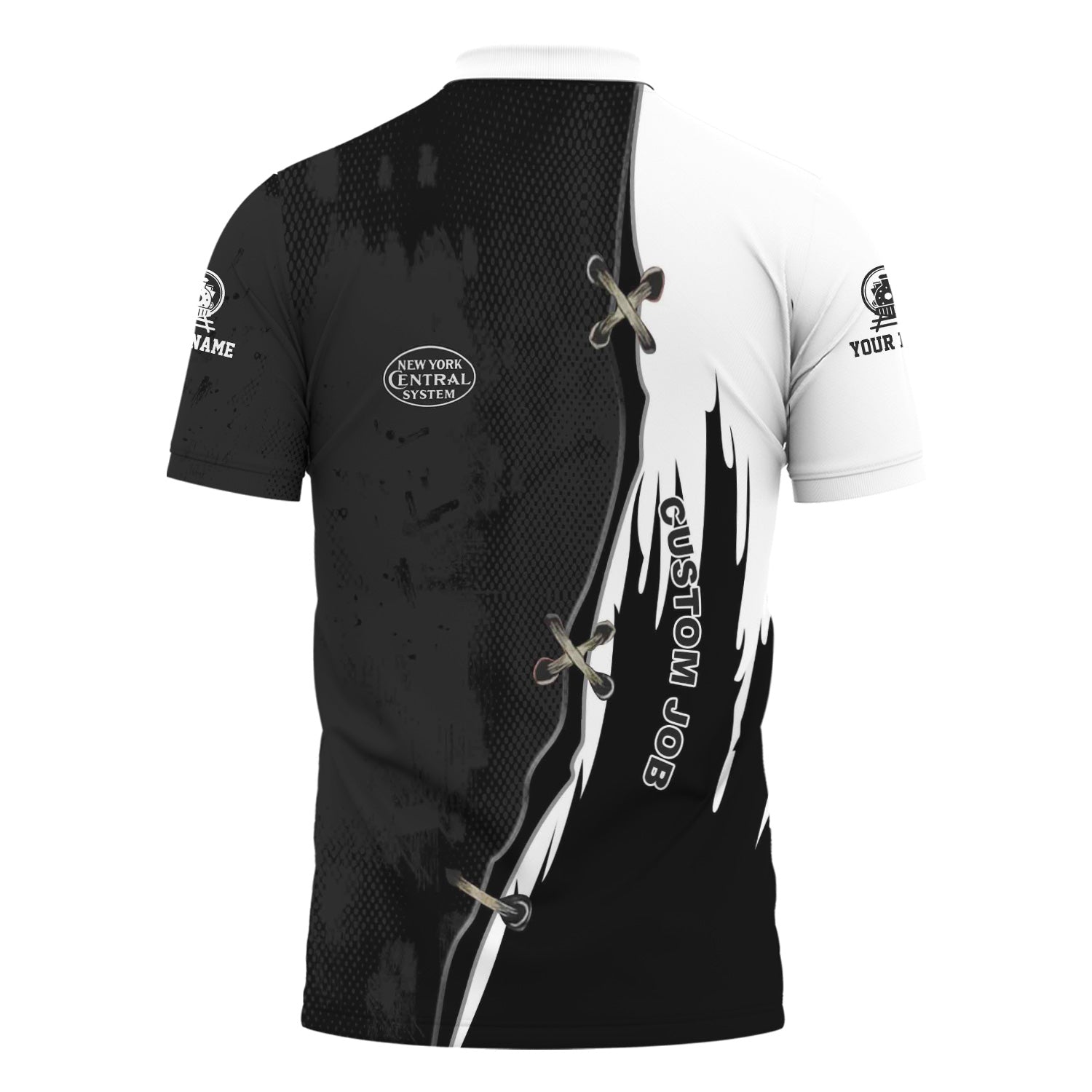 Railspirit Personalized New York Central Railroad Polo Shirt Retro Stitches Design with Custom Position Train Shirt