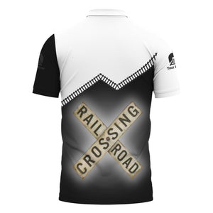 Railspirit Personalized New York Central Railroad Polo Shirt Railroad Crossing Printed Train Track Shirt