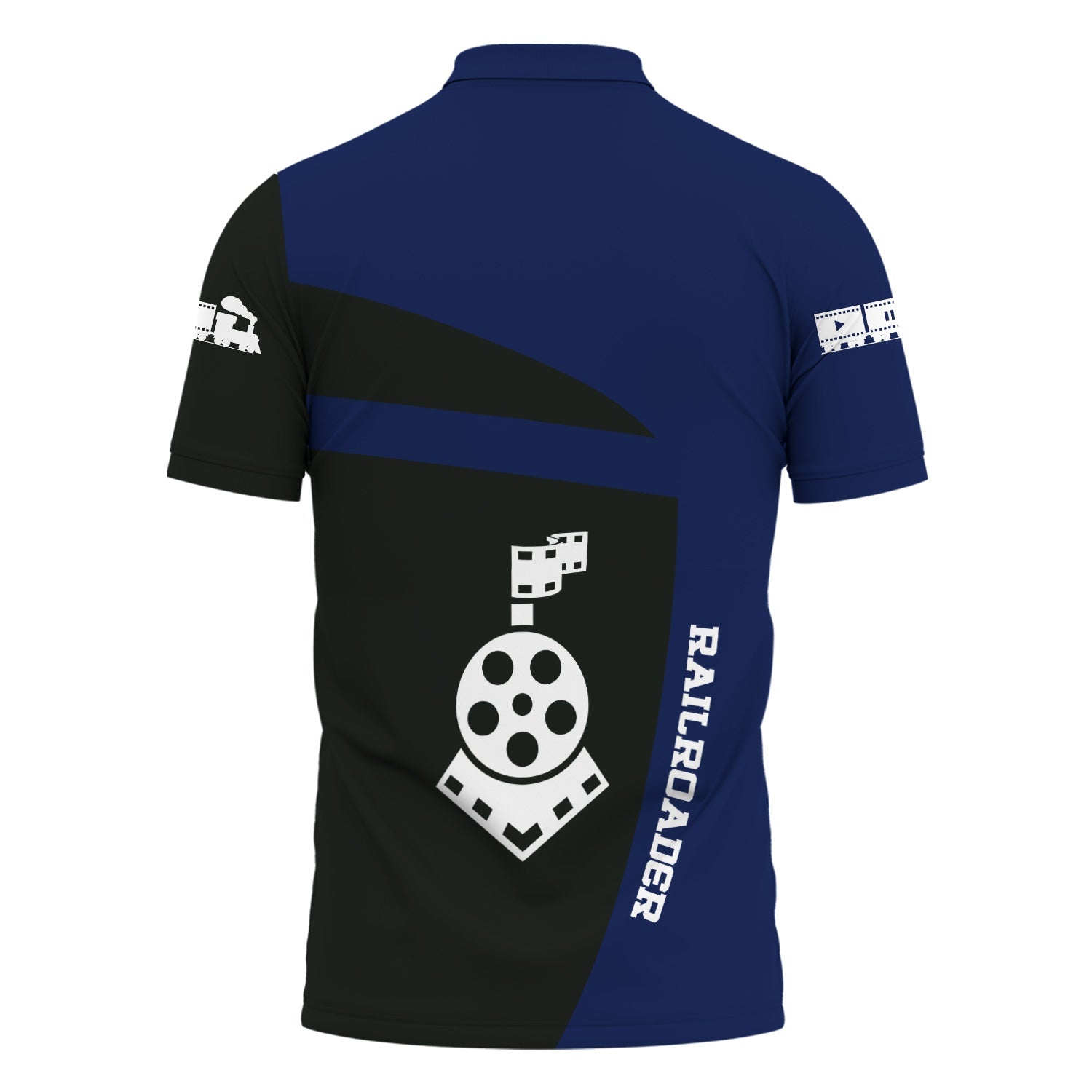 Railspirit Personalized Baltimore and Ohio Railroad Polo Shirt All Aboard Steam Train Movie Projector Style B&O Shirt