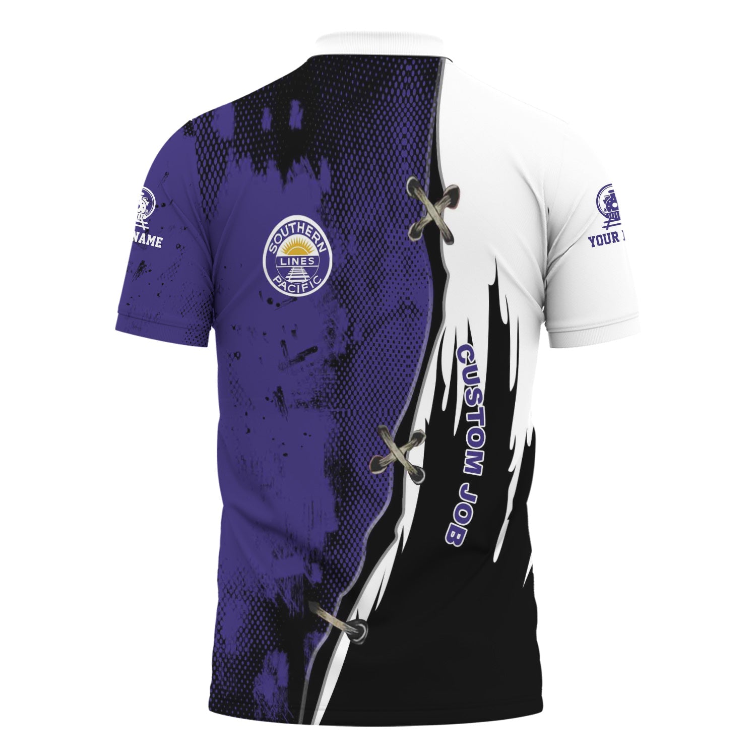 Railspirit Personalized Southern Pacific Railroad Polo Shirt Retro Stitches Design with Custom Position Train Shirt