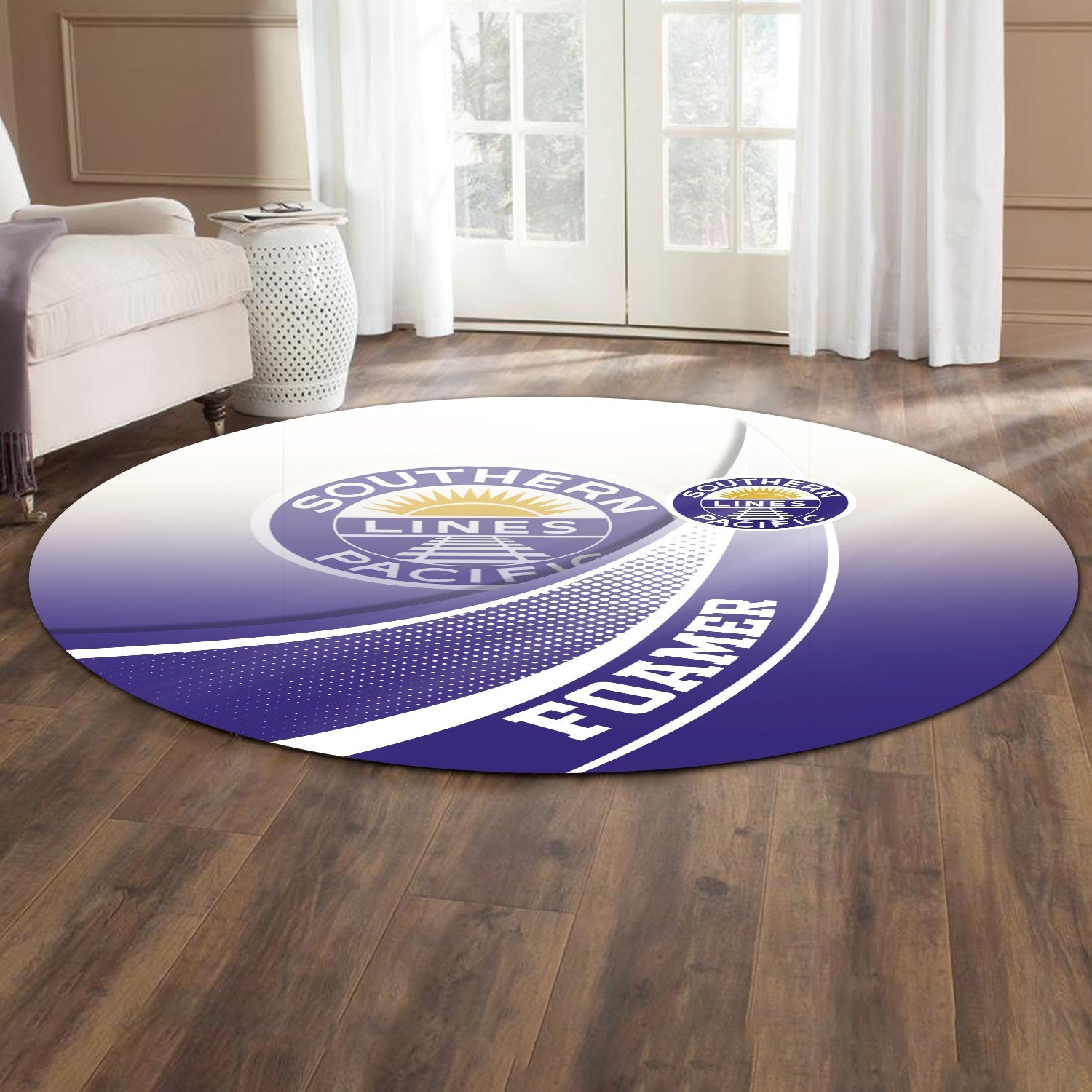 Railspirit Southern Pacific Railroad Round Mat Railway-Themed Style Mat Gift Idea For Trainspotter