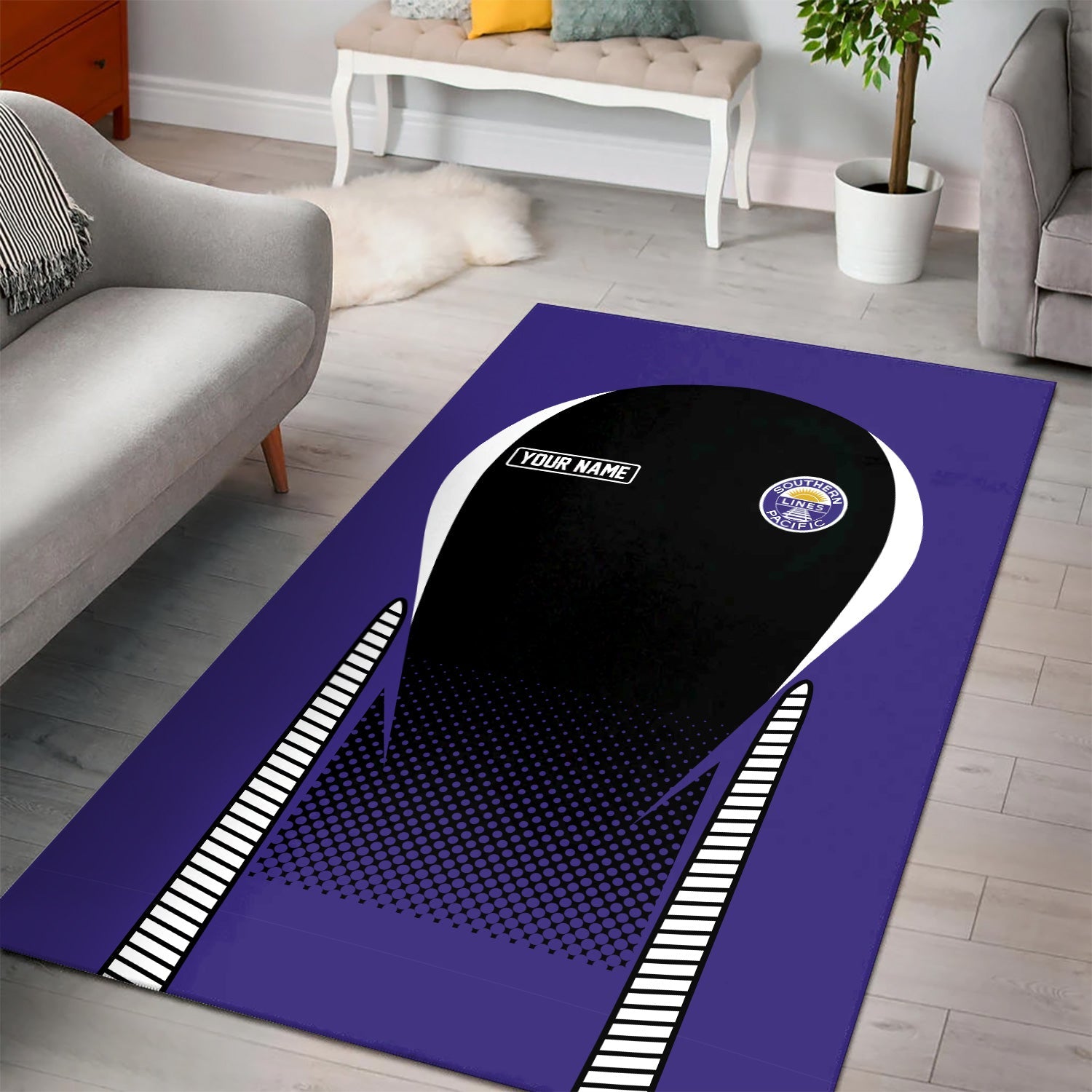 Railspirit Personalized Southern Pacific Railroad Area Rug All Over Printed Rug