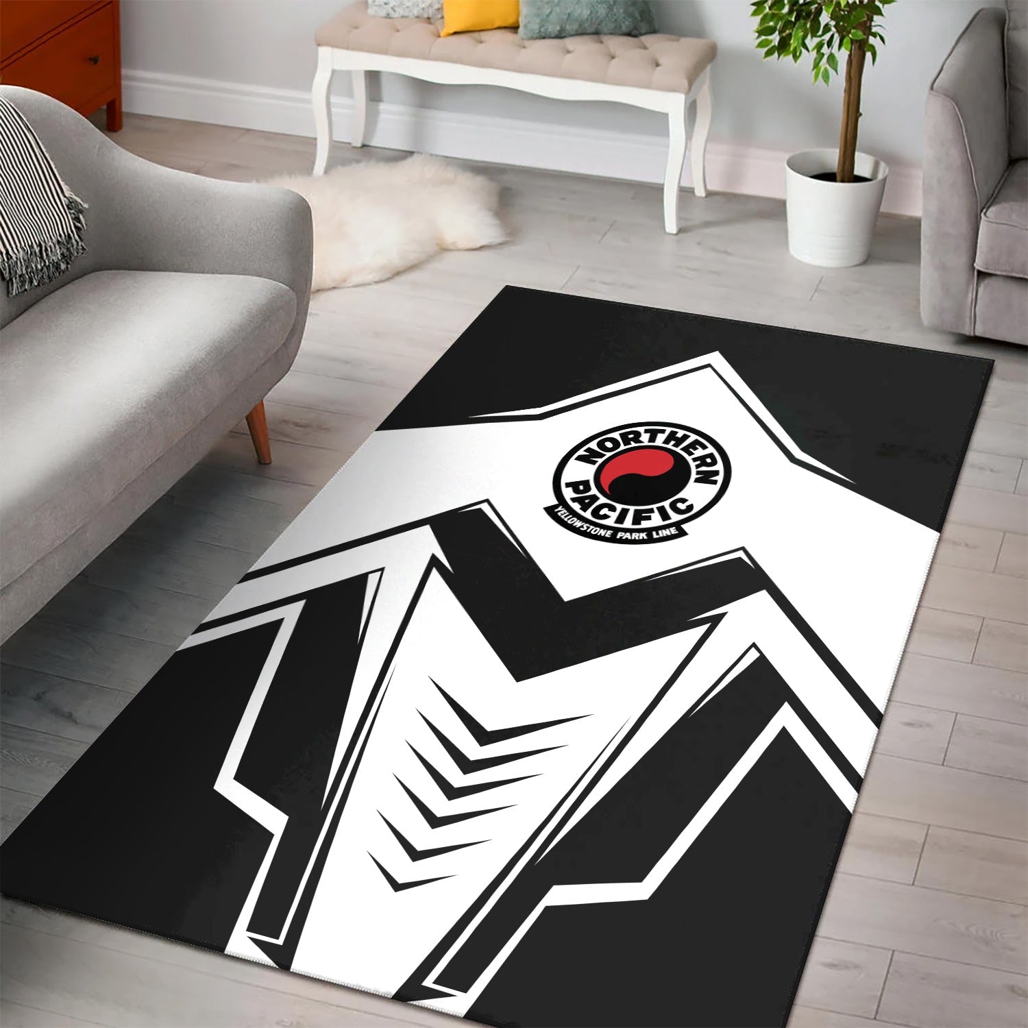 Railspirit Northern Pacific Railway Area Rug Railway Trainspotter Style Rug Gift Idea For Foamers
