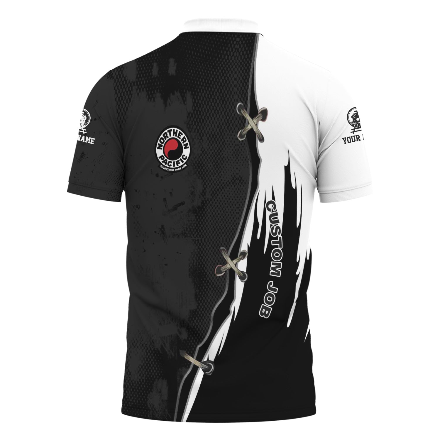 Railspirit Personalized Northern Pacific Railway Polo Shirt Retro Stitches Design with Custom Position Train Shirt