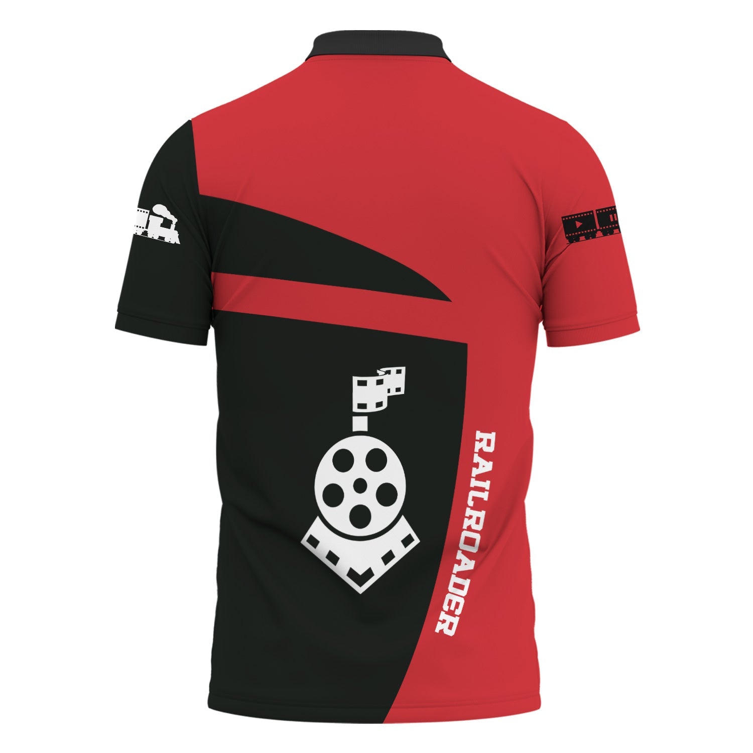 Railspirit Personalized Northern Pacific Railway Polo Shirt All Aboard Steam Train Movie Projector Style Shirt