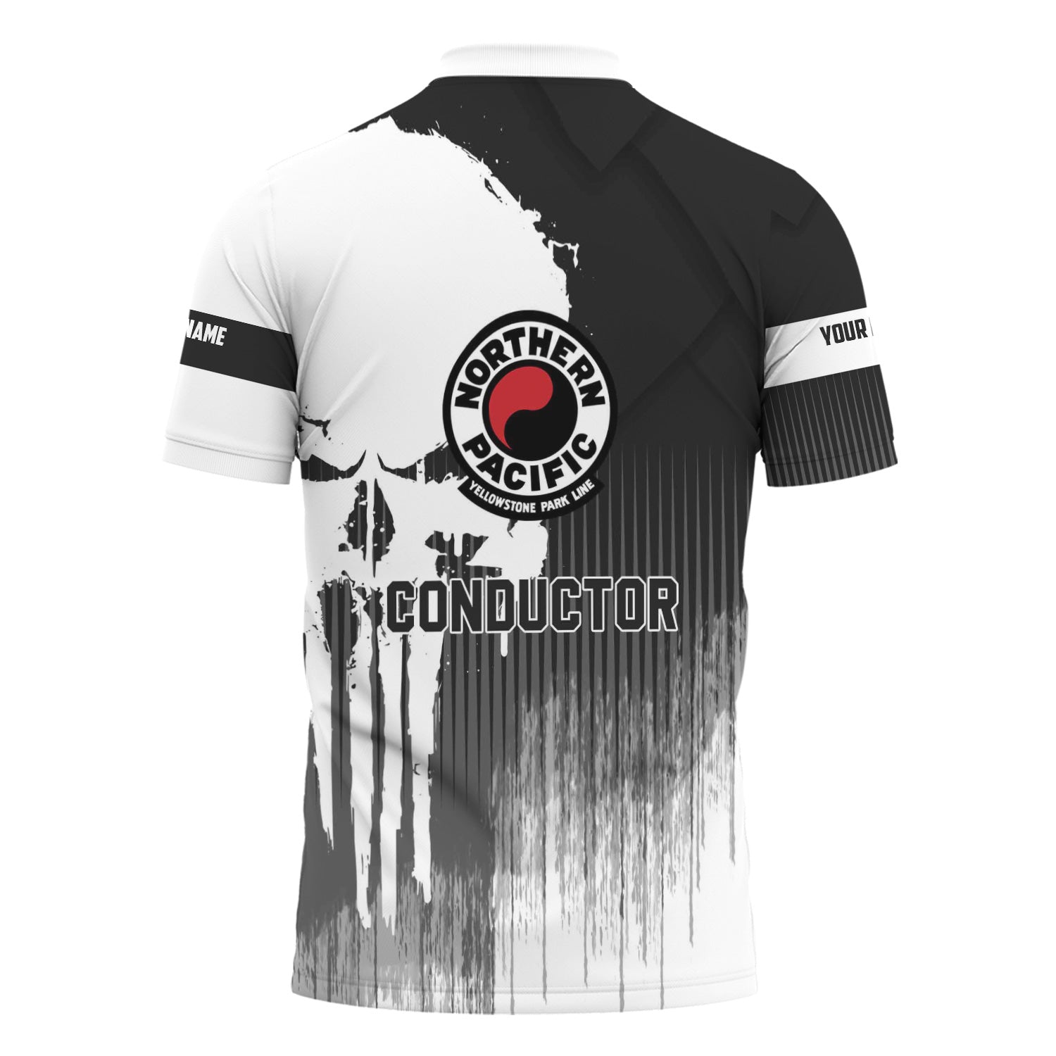 Railspirit Personalized Northern Pacific Railway Polo Shirt Skull Design with Custom Job Train Shirt for Trackhead Crew