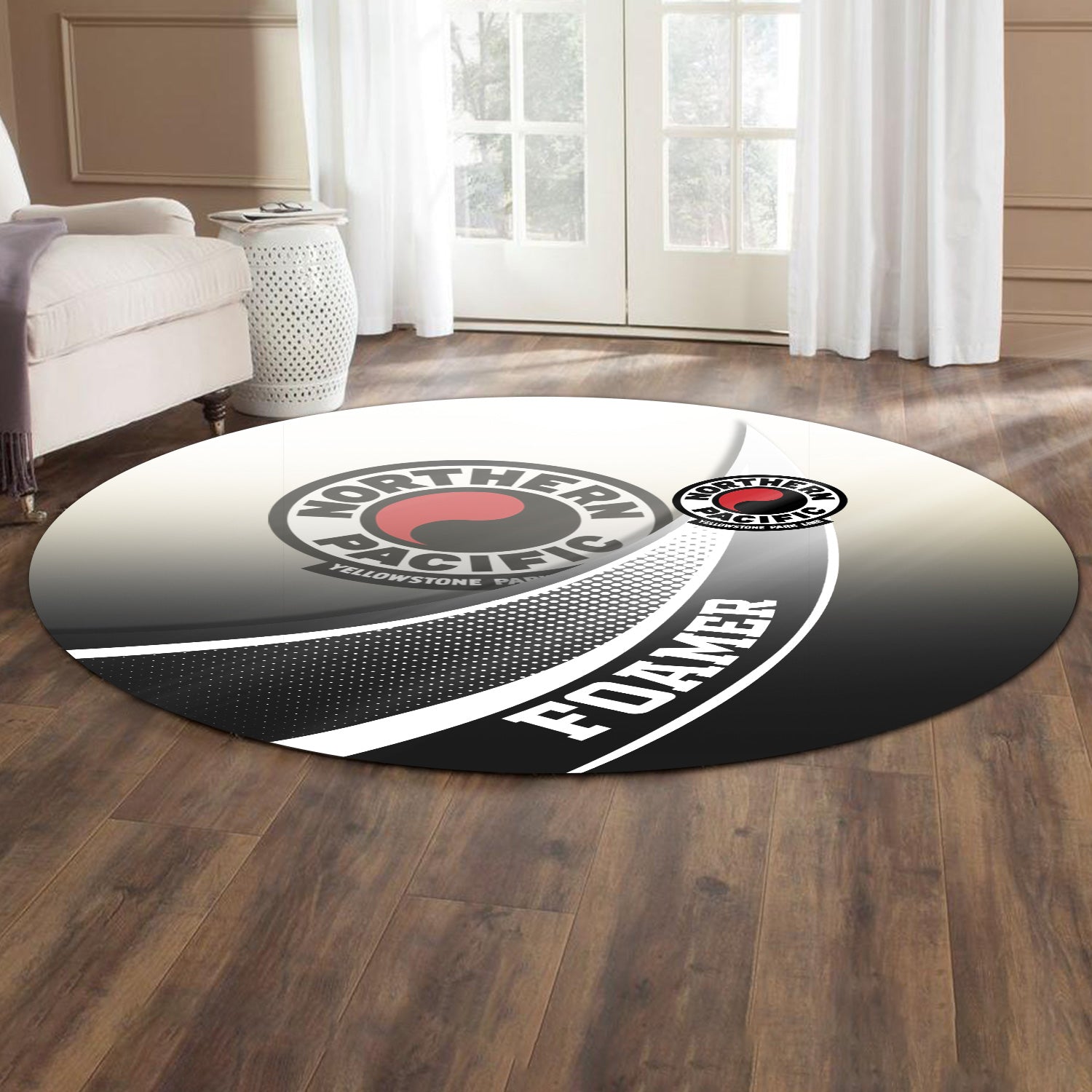 Railspirit Northern Pacific Railway Round Mat Railway-Themed Style Mat Gift Idea For Trainspotter