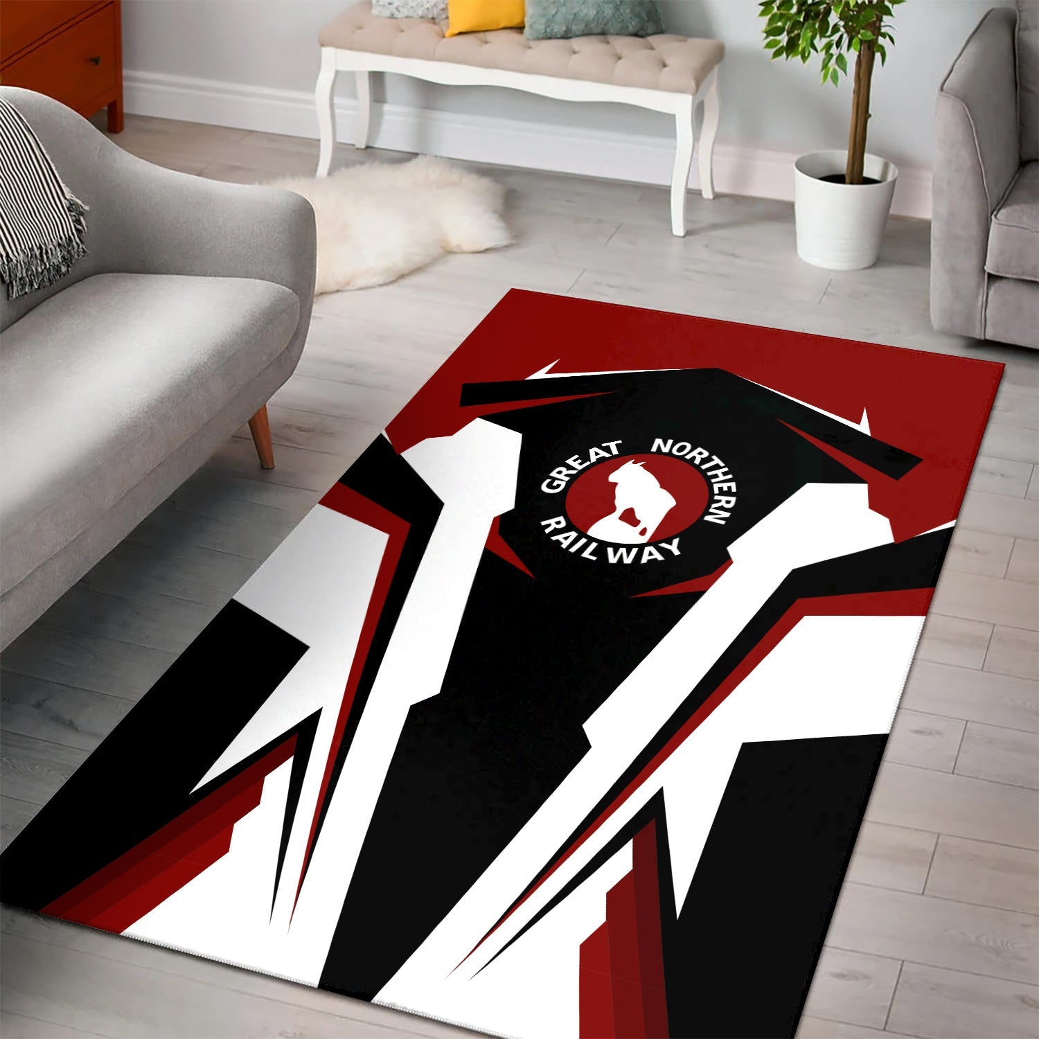 Railspirit Personalized Great Northern Railway Area Rug GNR Strong Line Style  Train Area Rug Gift Idea For Train Lover