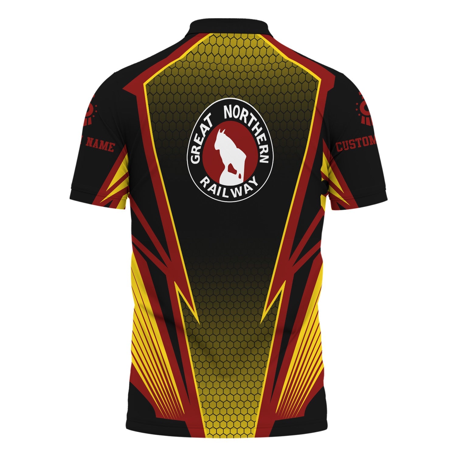 Railspirit Personalized Great Northern Railway Polo Shirt Lightning Graphic Style GNR Shirt Gift Idea For Train Lover