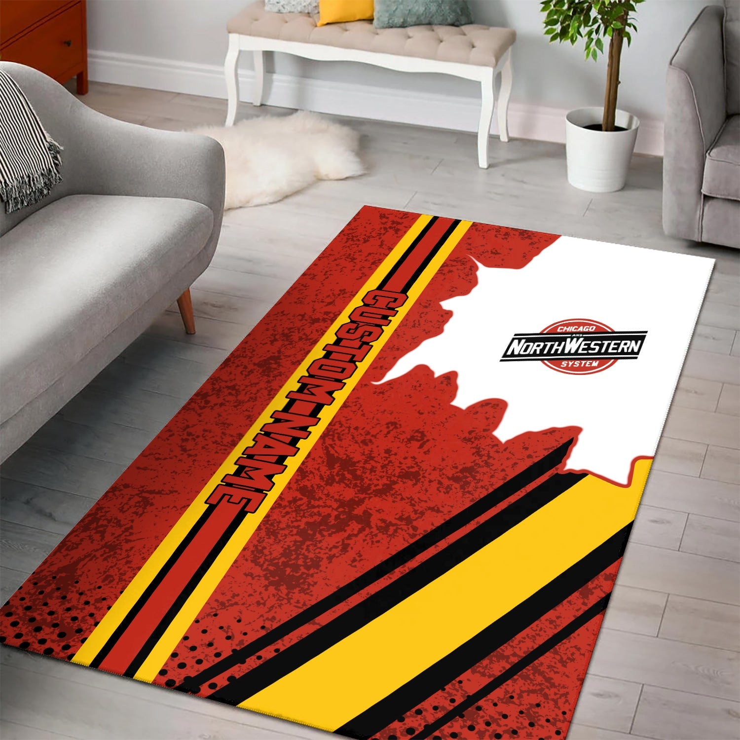 Railspirit Personalized Chicago and North Western Railway Area Rug Vintage All Over Printed Rug