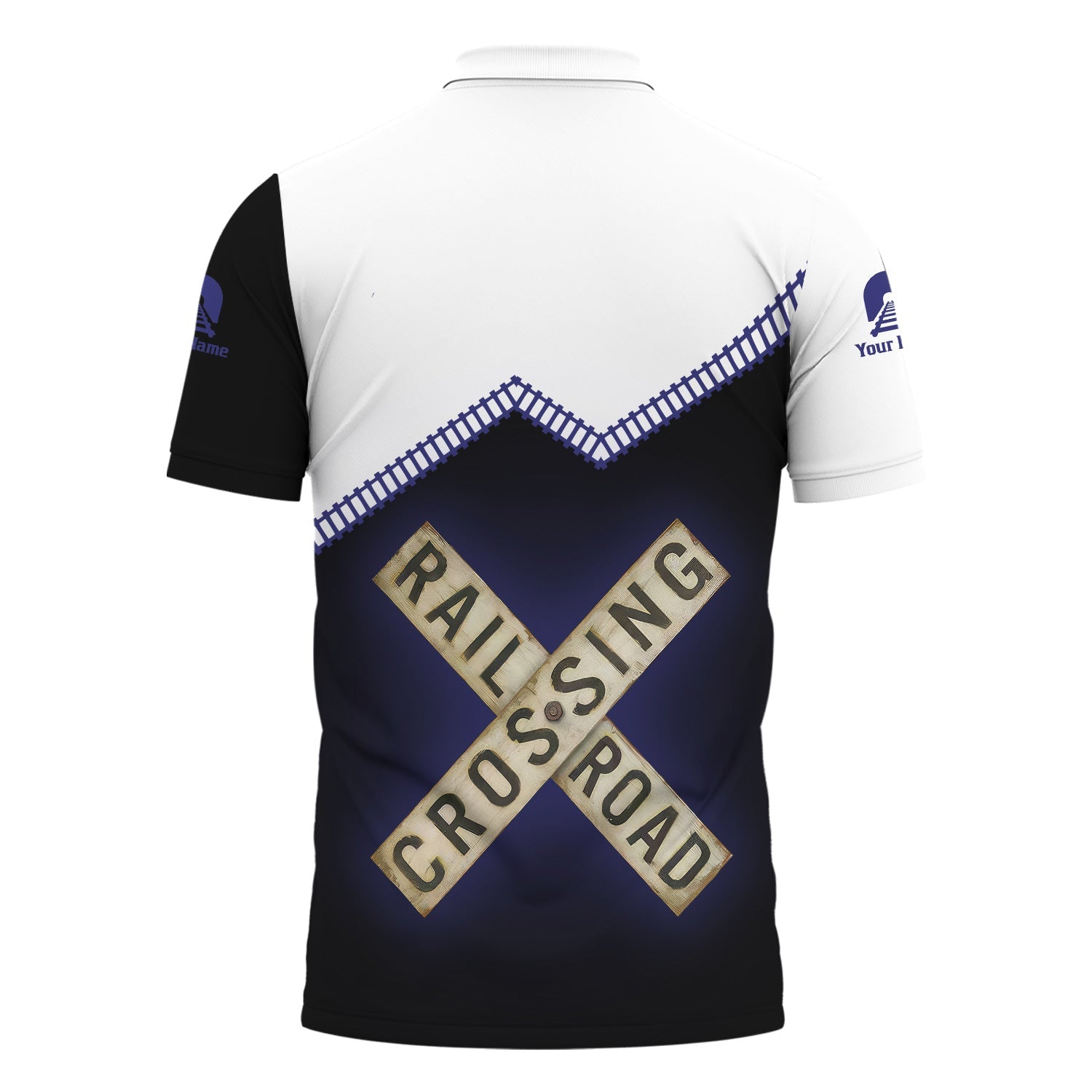 Railspirit Personalized Chicago, Burlington and Quincy Railroad Polo Shirt Railroad Crossing  Printed Train Track Shirt