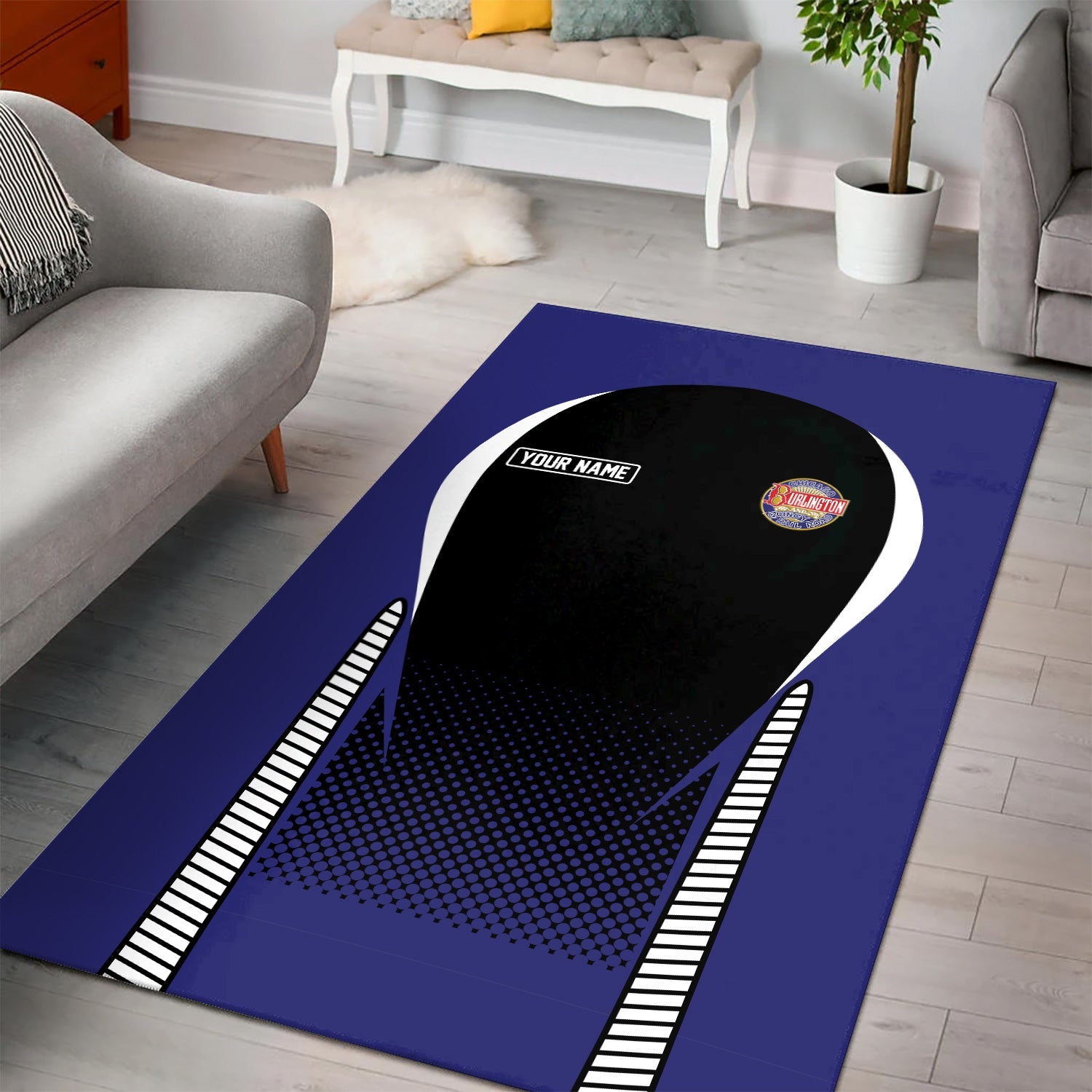 Railspirit Personalized Chicago, Burlington and Quincy Railroad Area Rug All Over Printed Rug