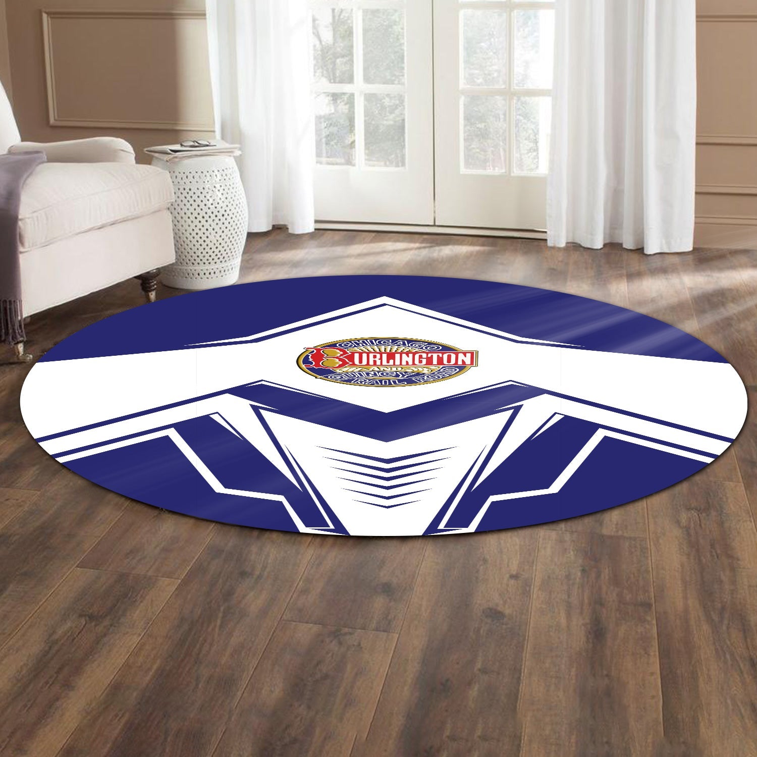 Railspirit Chicago, Burlington and Quincy Railroad Round Mat Railway Trainspotter Style Mat Gift Idea For Foamers