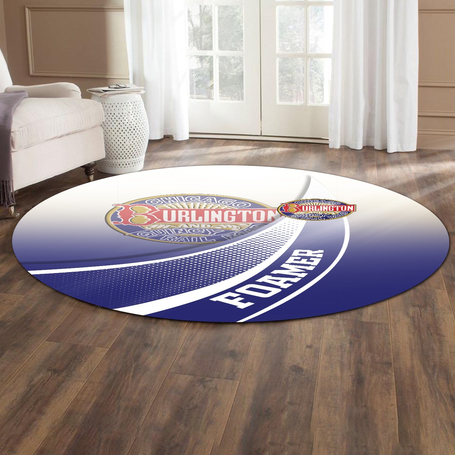 Railspirit Chicago, Burlington and Quincy Railroad Round Mat Railway-Themed Style Mat Gift Idea For Trainspotter