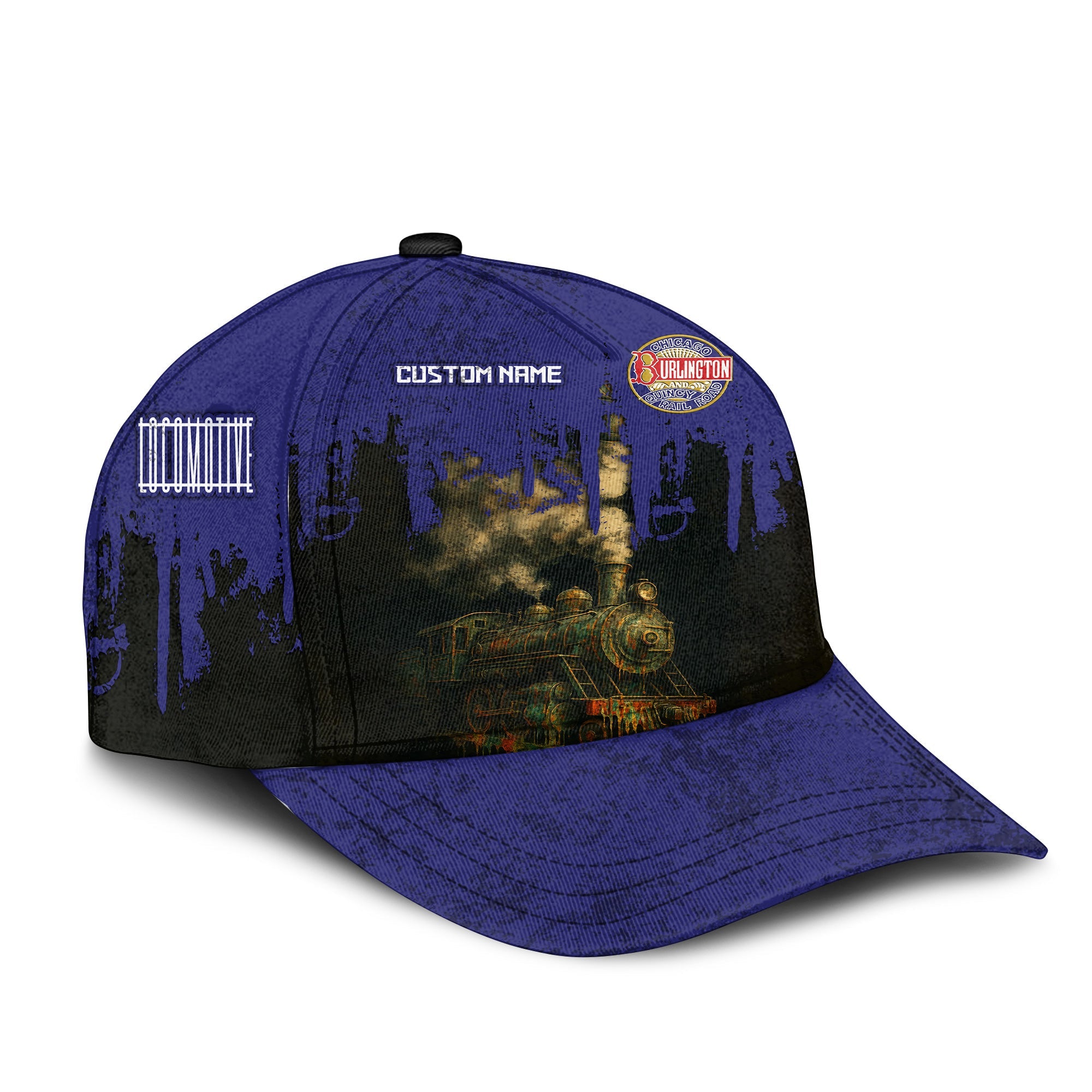 Railspirit Personalized Chicago, Burlington and Quincy Railroad Classic Cap Vintage Train Art Style Cap For Locomotive Fans