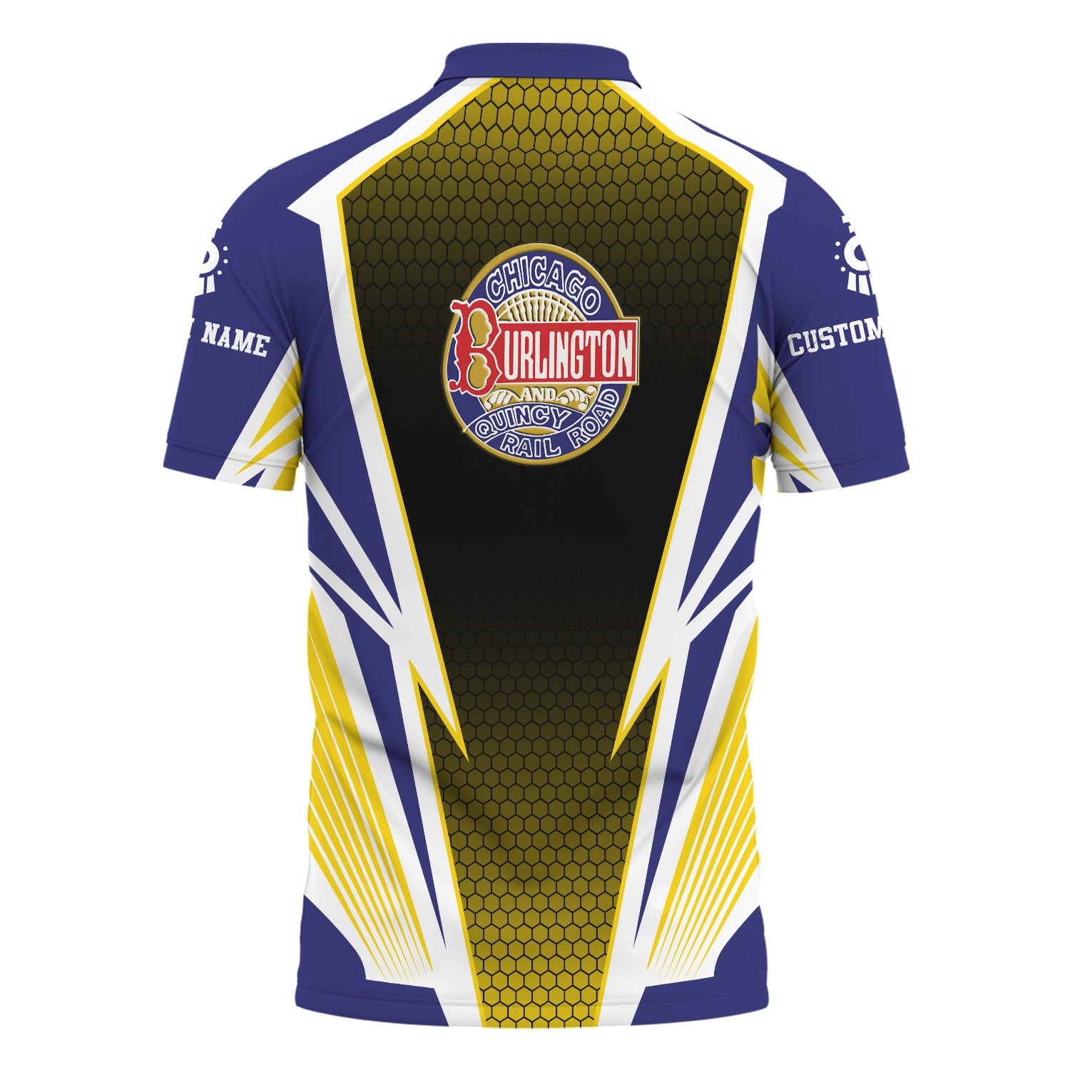 Railspirit Personalized Chicago, Burlington and Quincy Railroad Polo Shirt Lightning Graphic Style Shirt Gift Idea For Train Lover