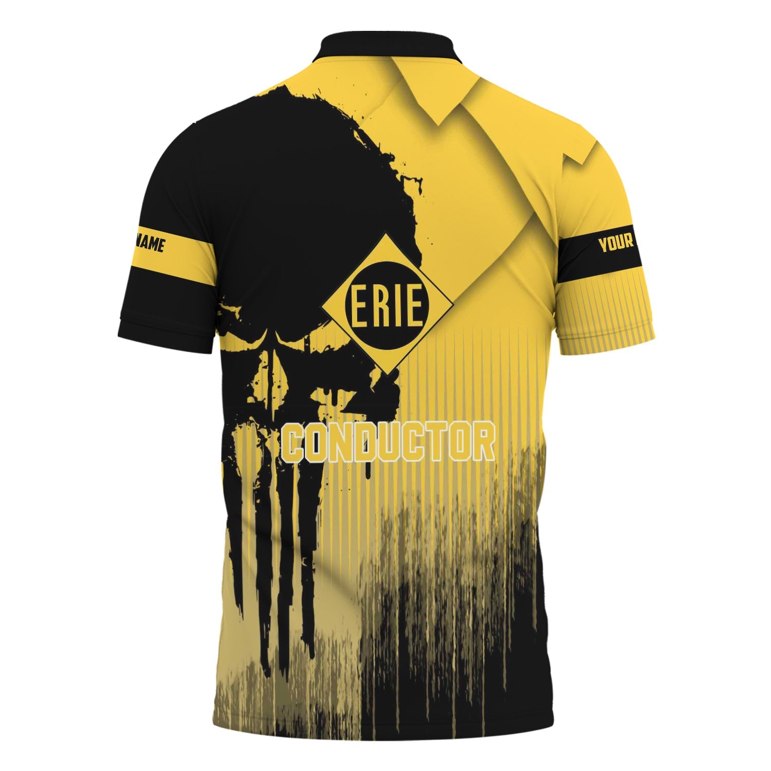 Railspirit Personalized Erie Railroad Polo Shirt Skull Design with Custom Job Train Shirt for Trackhead Crew