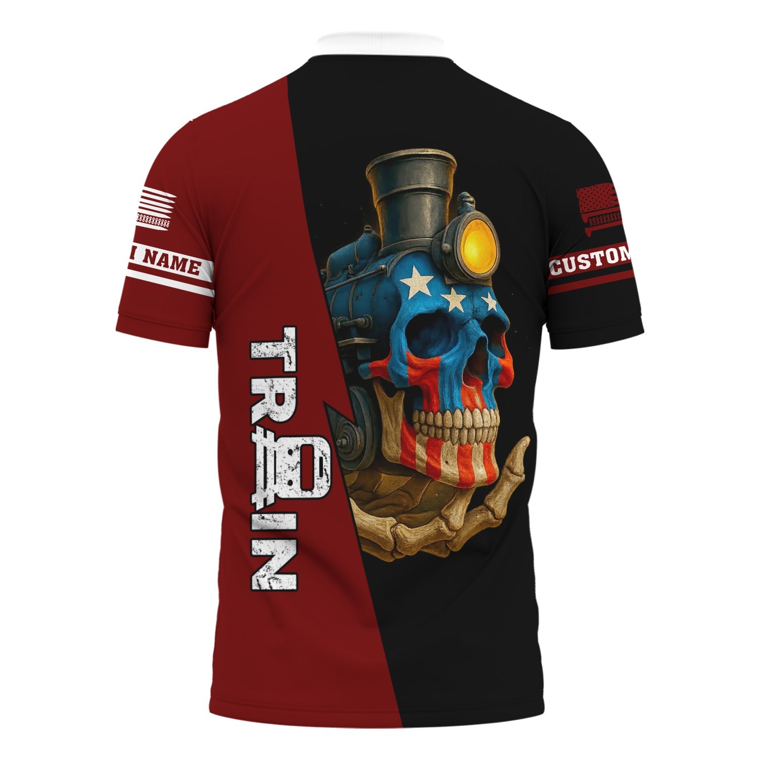 Railspirit Personalized Delaware, Lackawanna and Western Railroad Polo Shirt Train Skull American Flag DL&W Shirt All Over Print