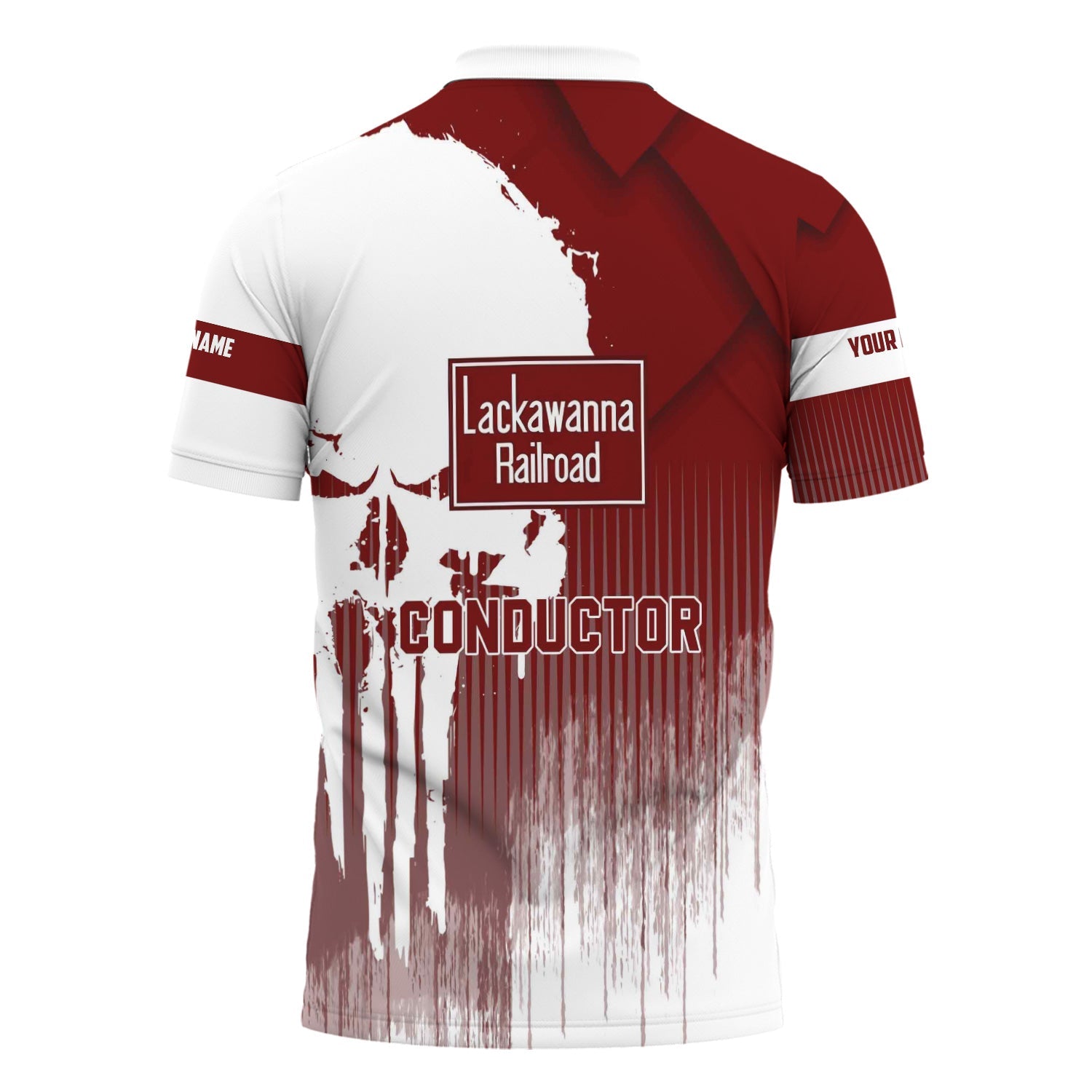 Railspirit Personalized Delaware, Lackawanna and Western Railroad Polo Shirt Skull Design with Custom Job DL&W Train Shirt for Trackhead Crew