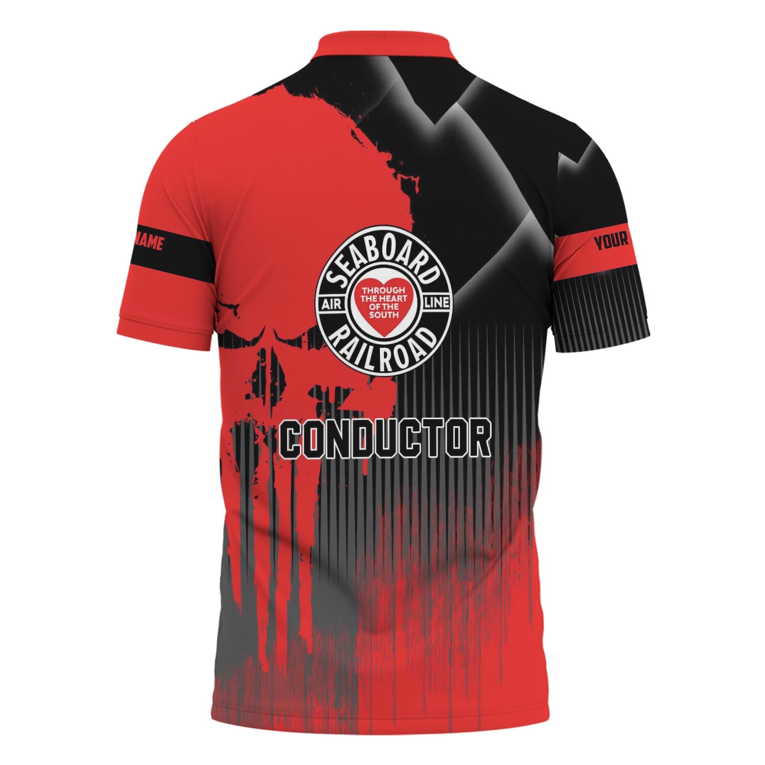Railspirit Personalized Seaboard Air Line Railroad Polo Shirt Skull Design with Custom Job Train Shirt for Trackhead Crew