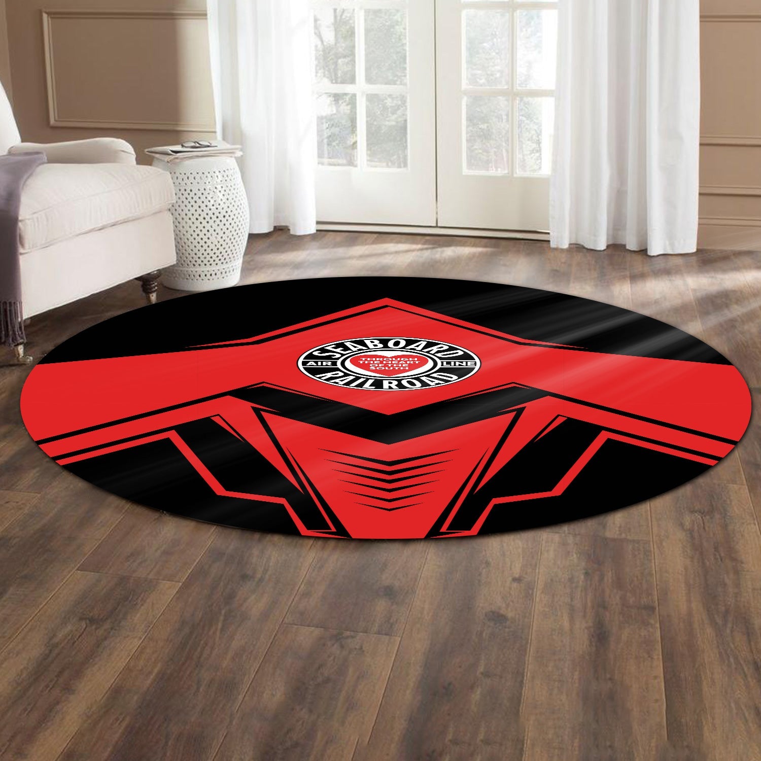 Railspirit Seaboard Air Line Railroad Round Mat Railway Trainspotter Style Mat Gift Idea For Foamers